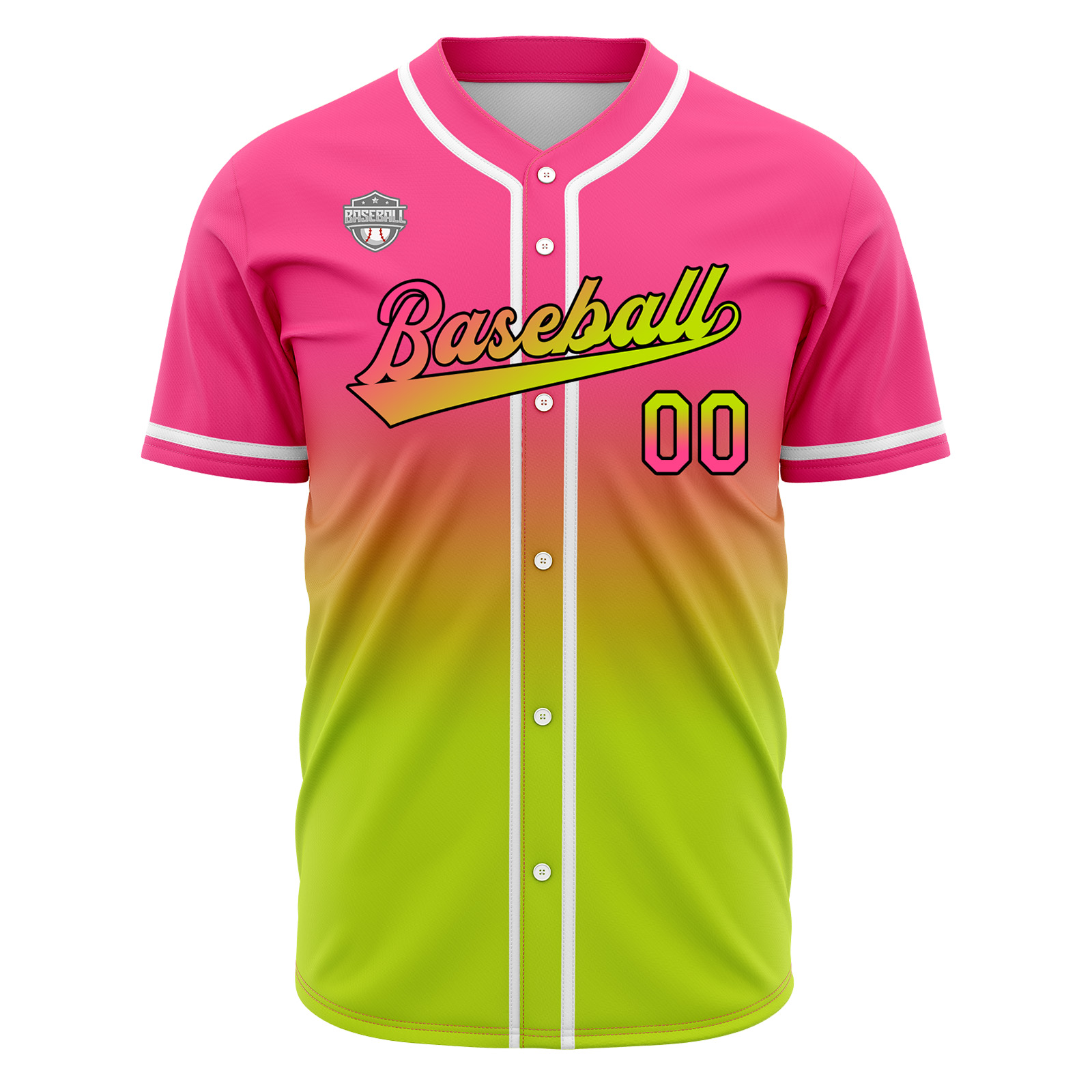 Custom Pink&Chartreuse Gradient Baseball Jerseys Personalized Name Number Logo