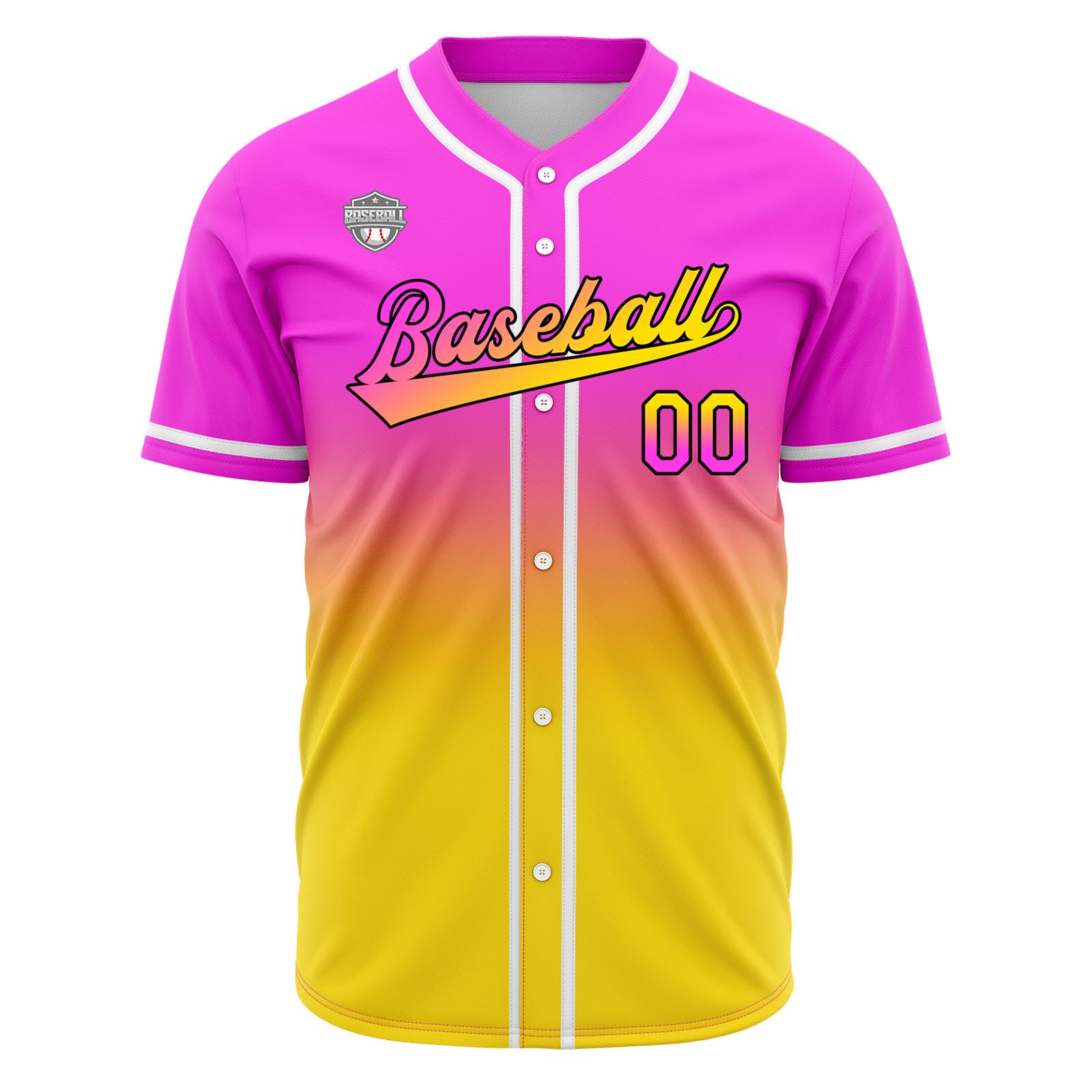 Custom Pink&Yellow Gradient Baseball Jerseys Personalized Name Number Logo