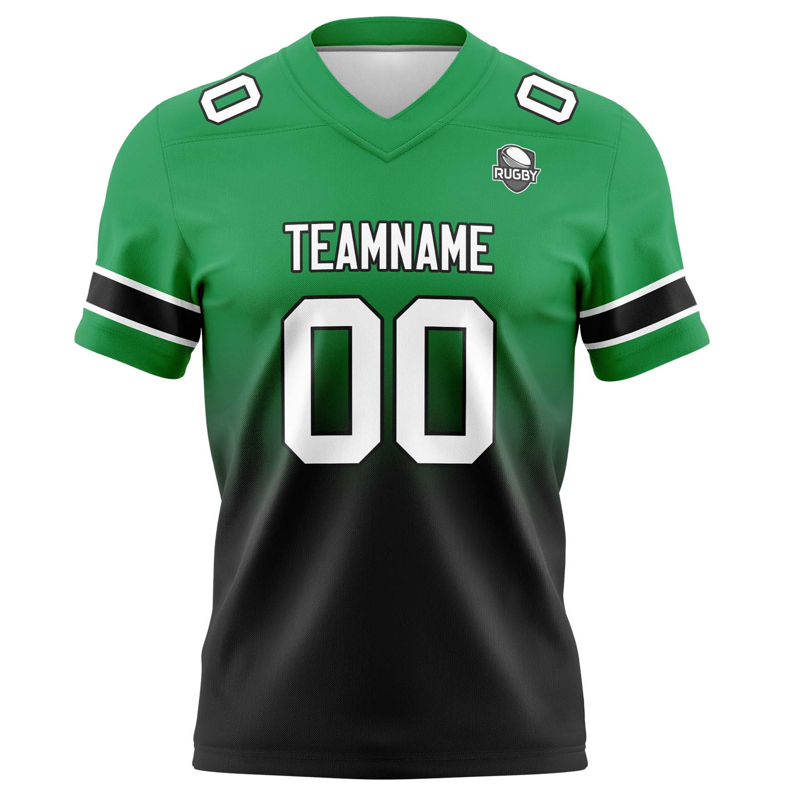 Custom Green&Black Gradient Football Jerseys Personalized Name Number Logo