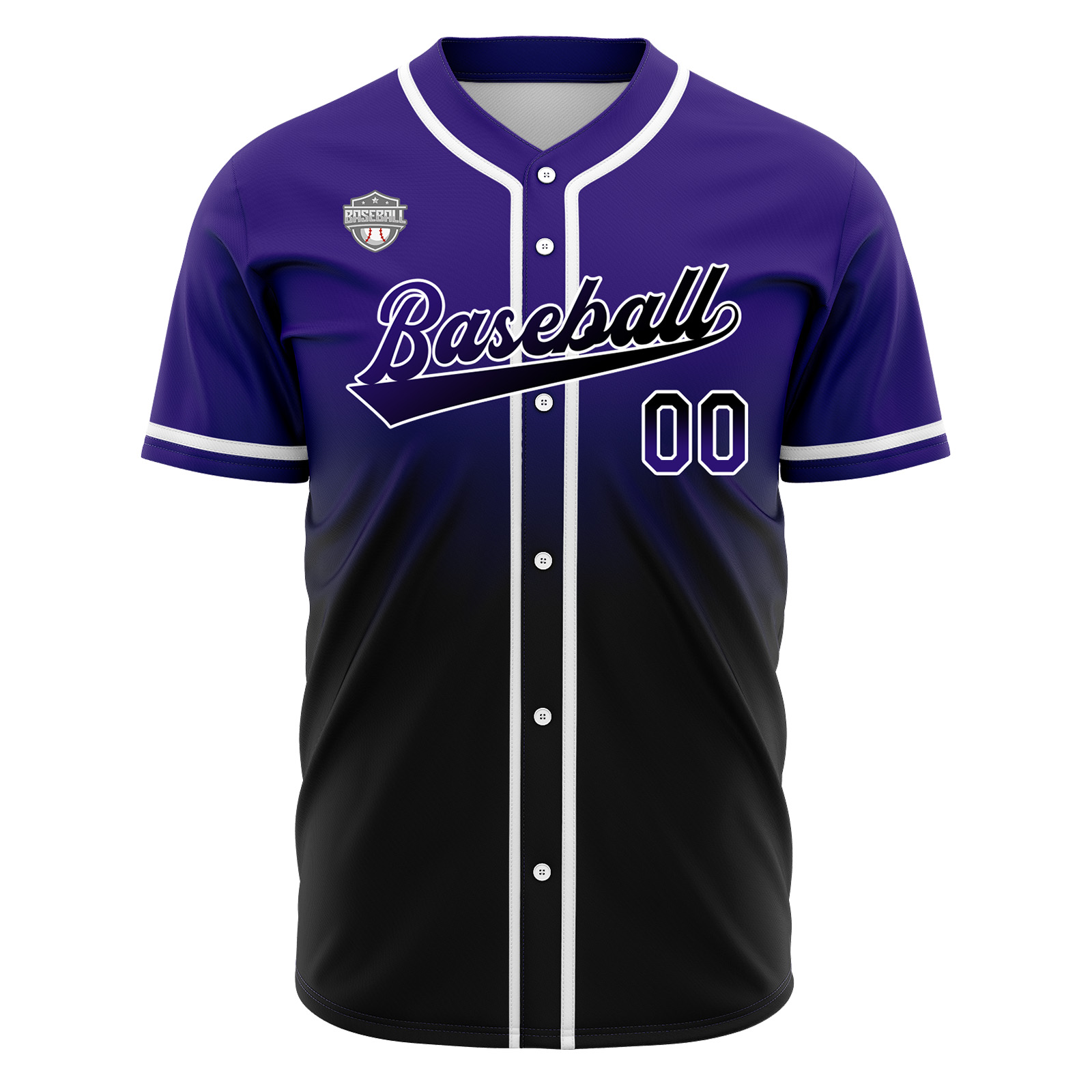 Custom Purple&Black Gradient Baseball Jerseys Personalized Name Number Logo