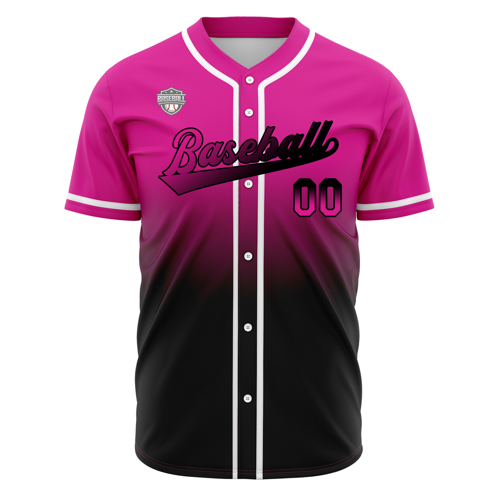 Custom Rose&Black Gradient Baseball Jerseys Personalized Name Number Logo