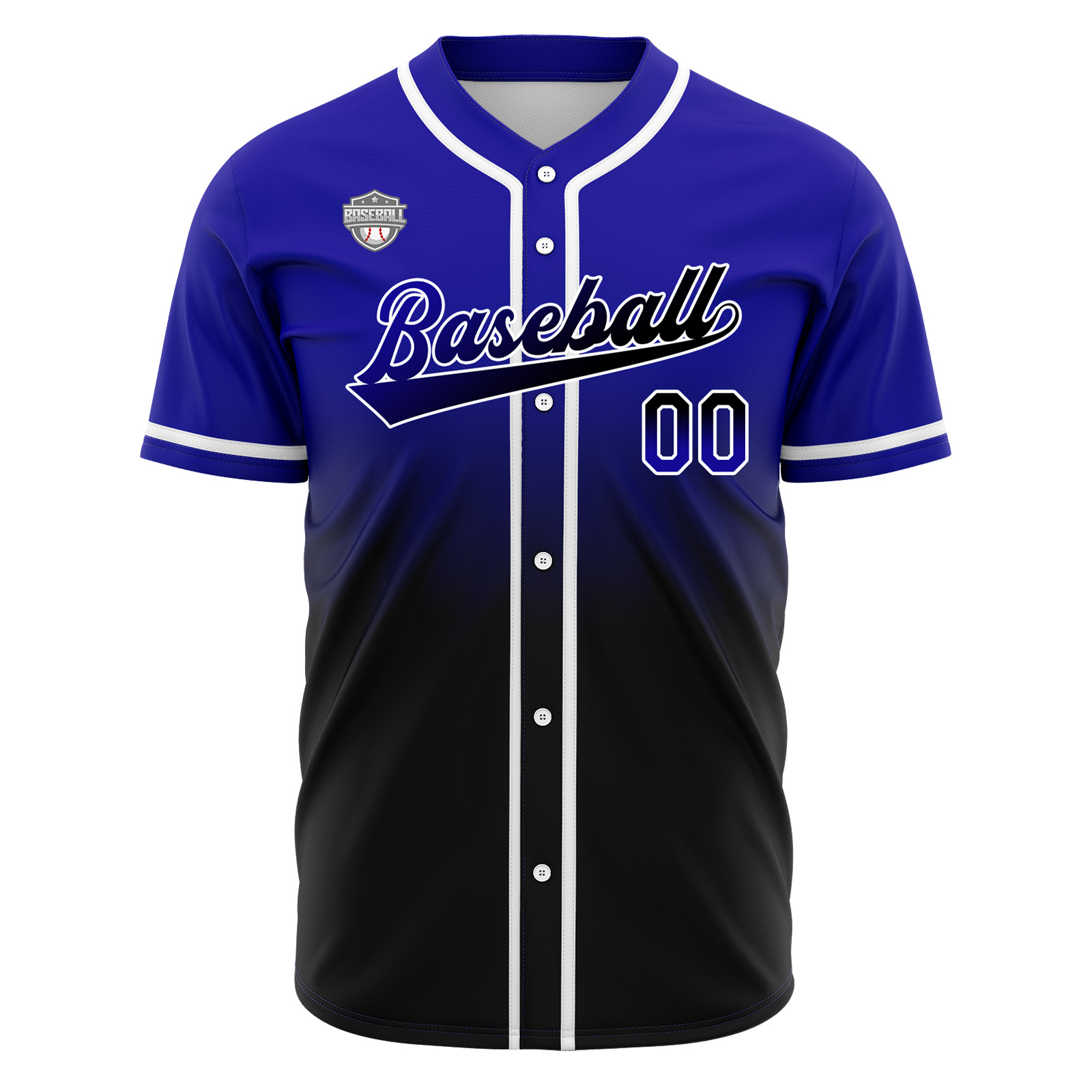 Custom Royal&Black Gradient Baseball Jerseys Personalized Name Number Logo