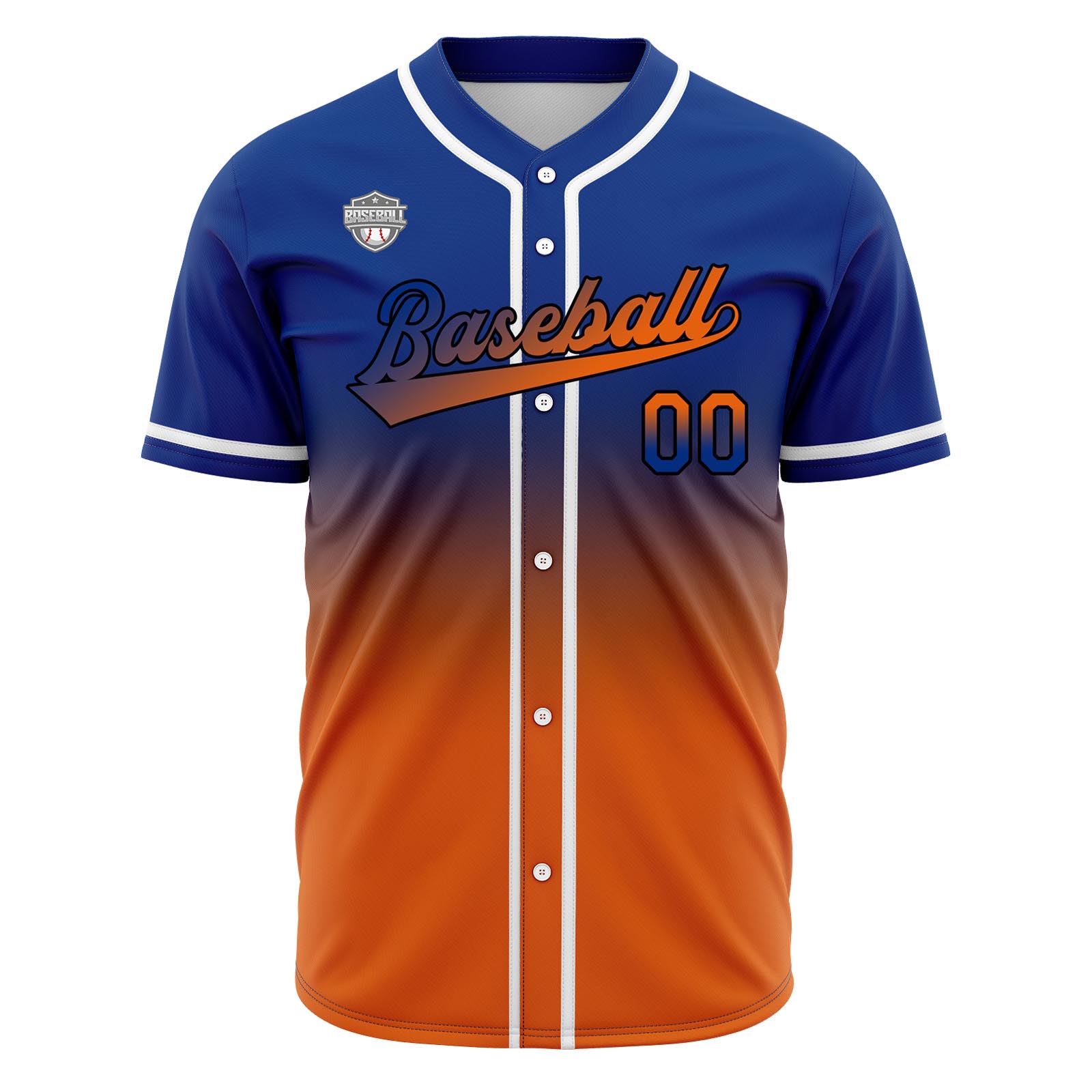 Custom Royal&Orange Gradient Baseball Jerseys Personalized Name Number Logo