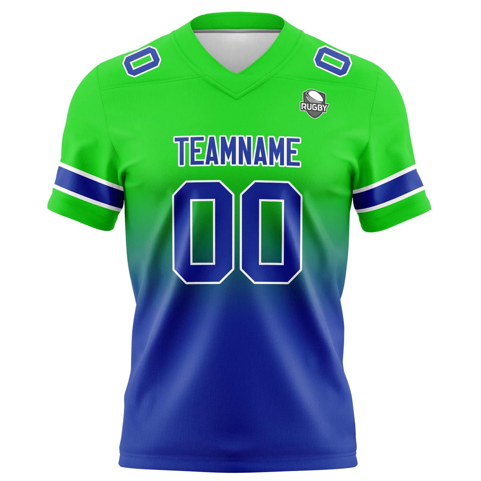 Custom Green&Blue Gradient Football Jerseys Personalized Name Number Logo