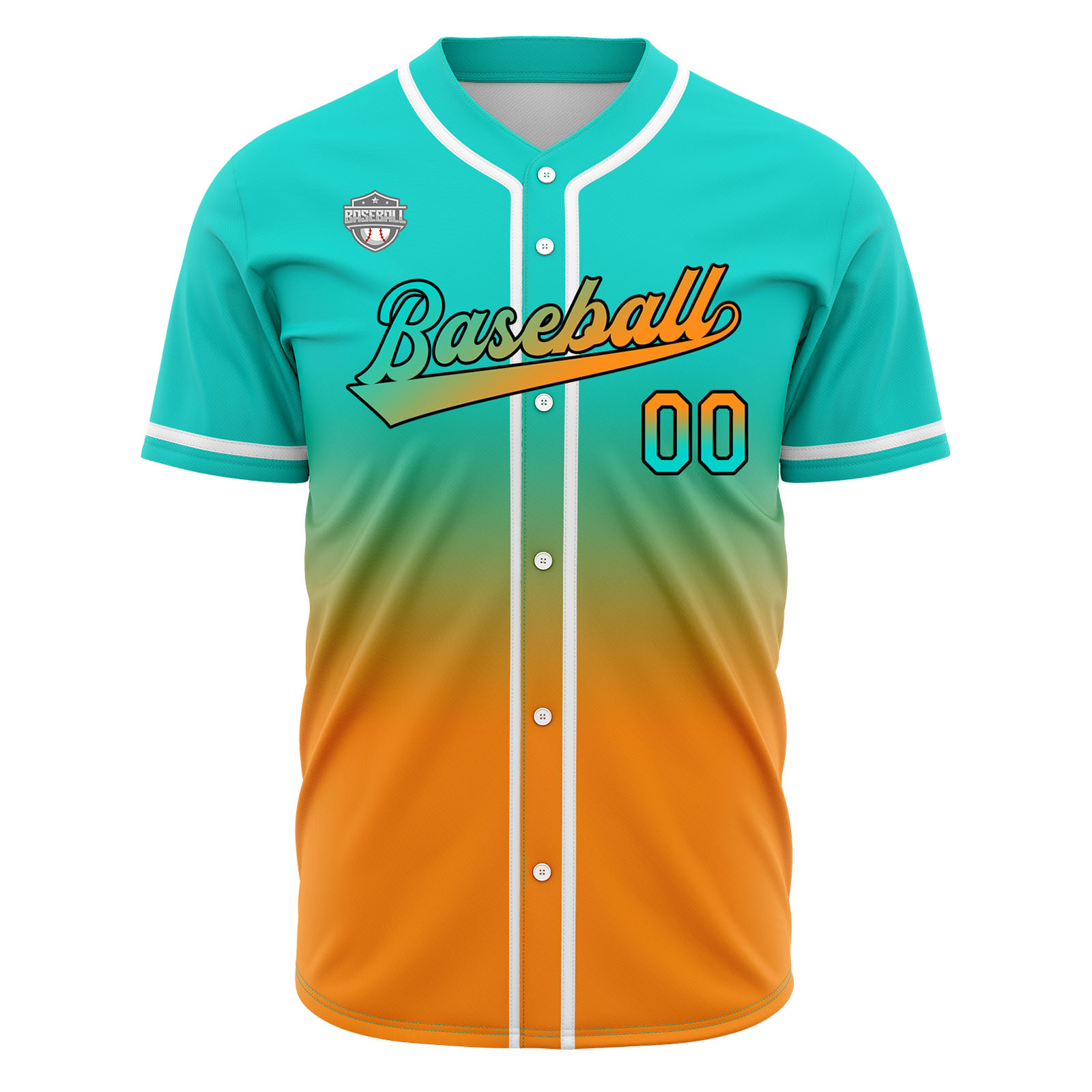 Custom Teal&Orange Gradient Baseball Jerseys Personalized Name Number Logo