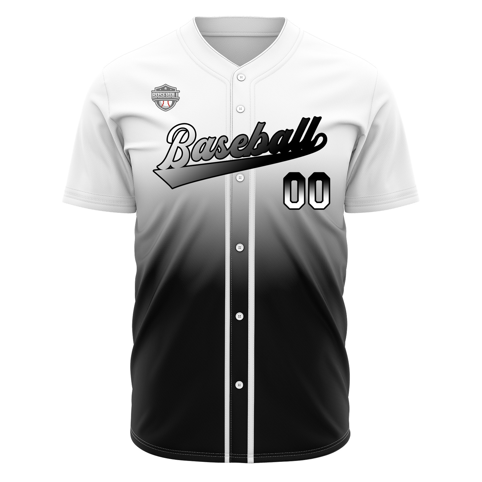 Custom White&Black Gradient Baseball Jerseys Personalized Name Number Logo