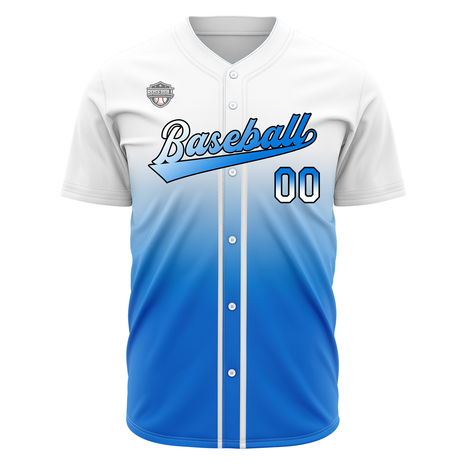 Custom White&Blue Gradient Baseball Jerseys Personalized Name Number Logo