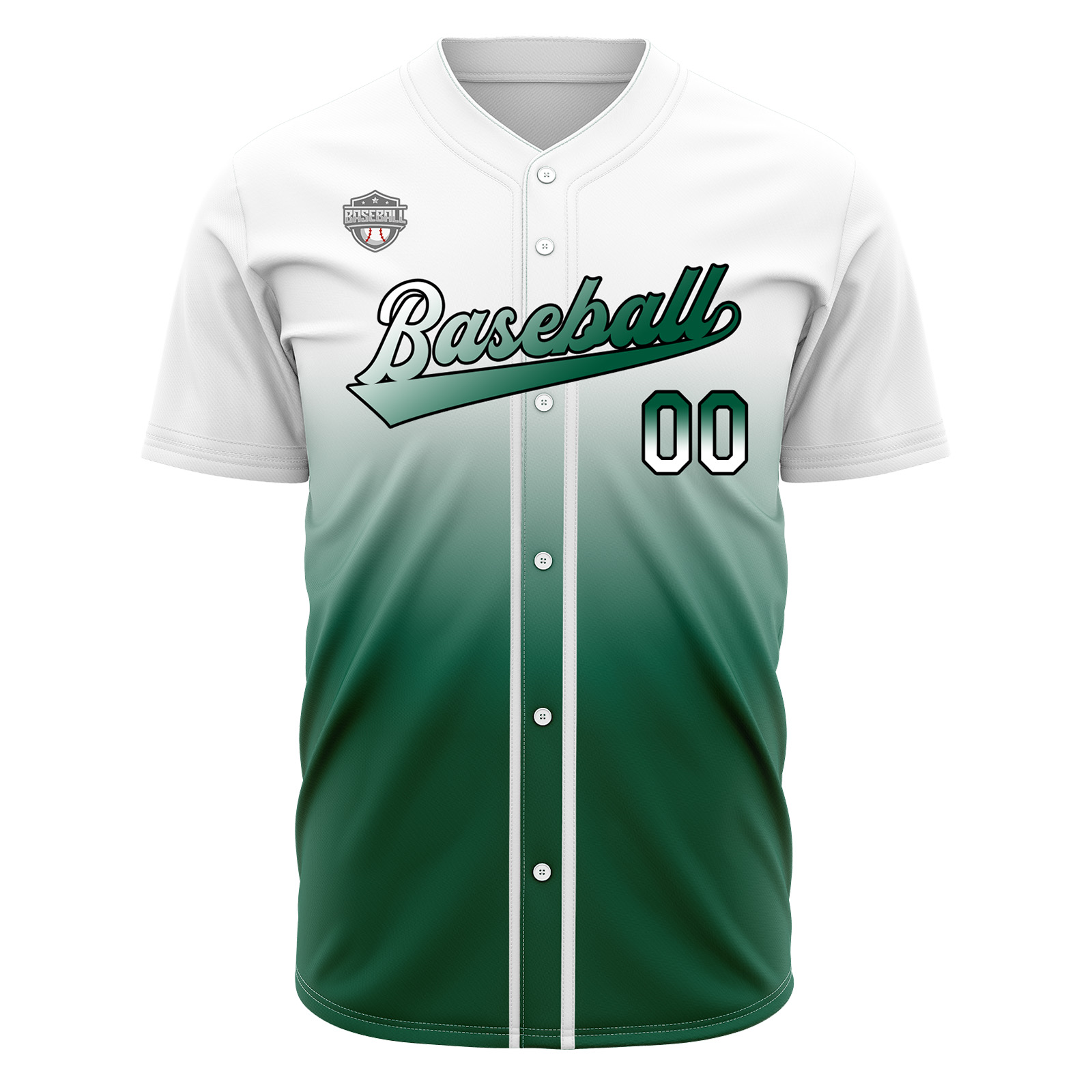 Custom White&Green Gradient Baseball Jerseys Personalized Name Number Logo
