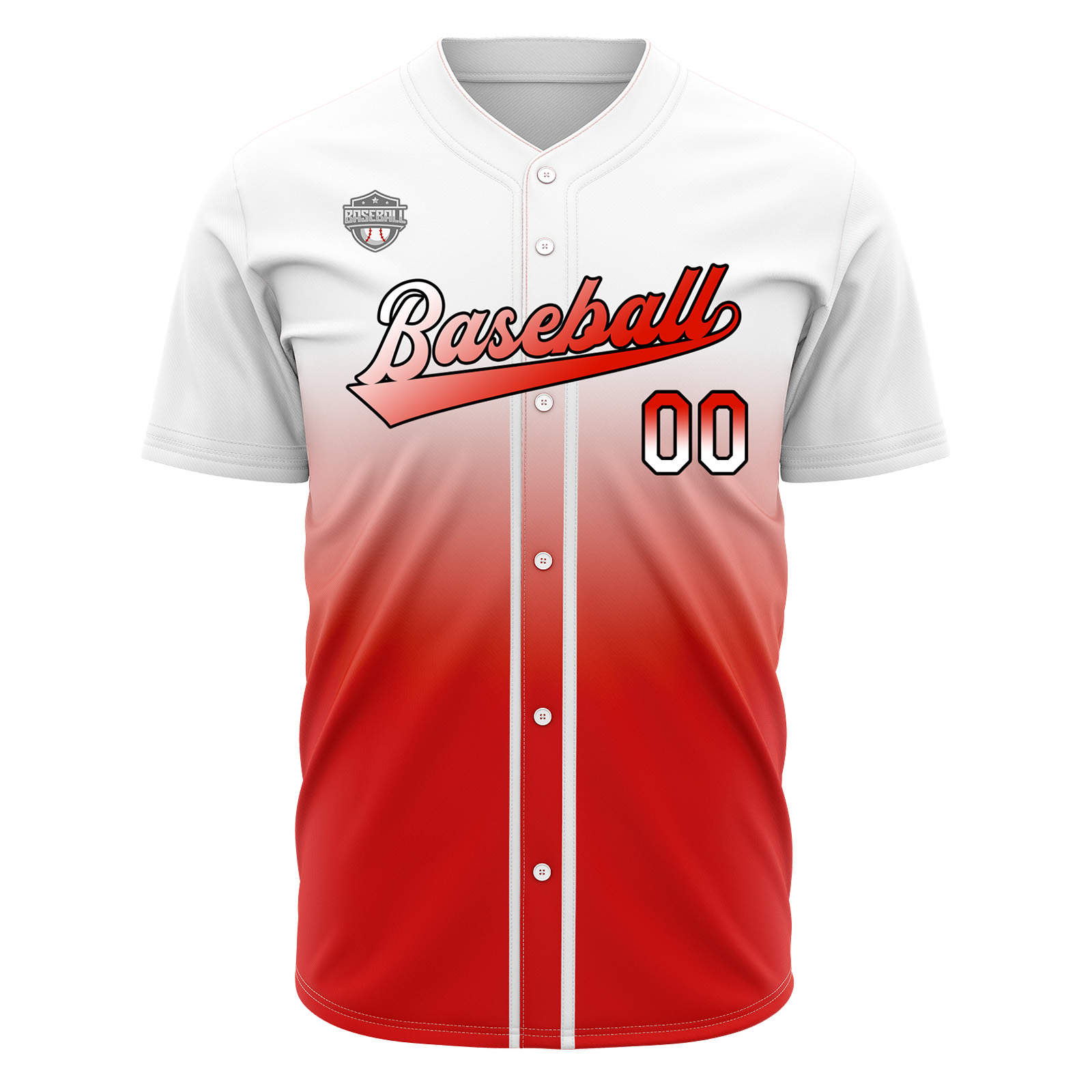 Custom White&Red Gradient Baseball Jerseys Personalized Name Number Logo