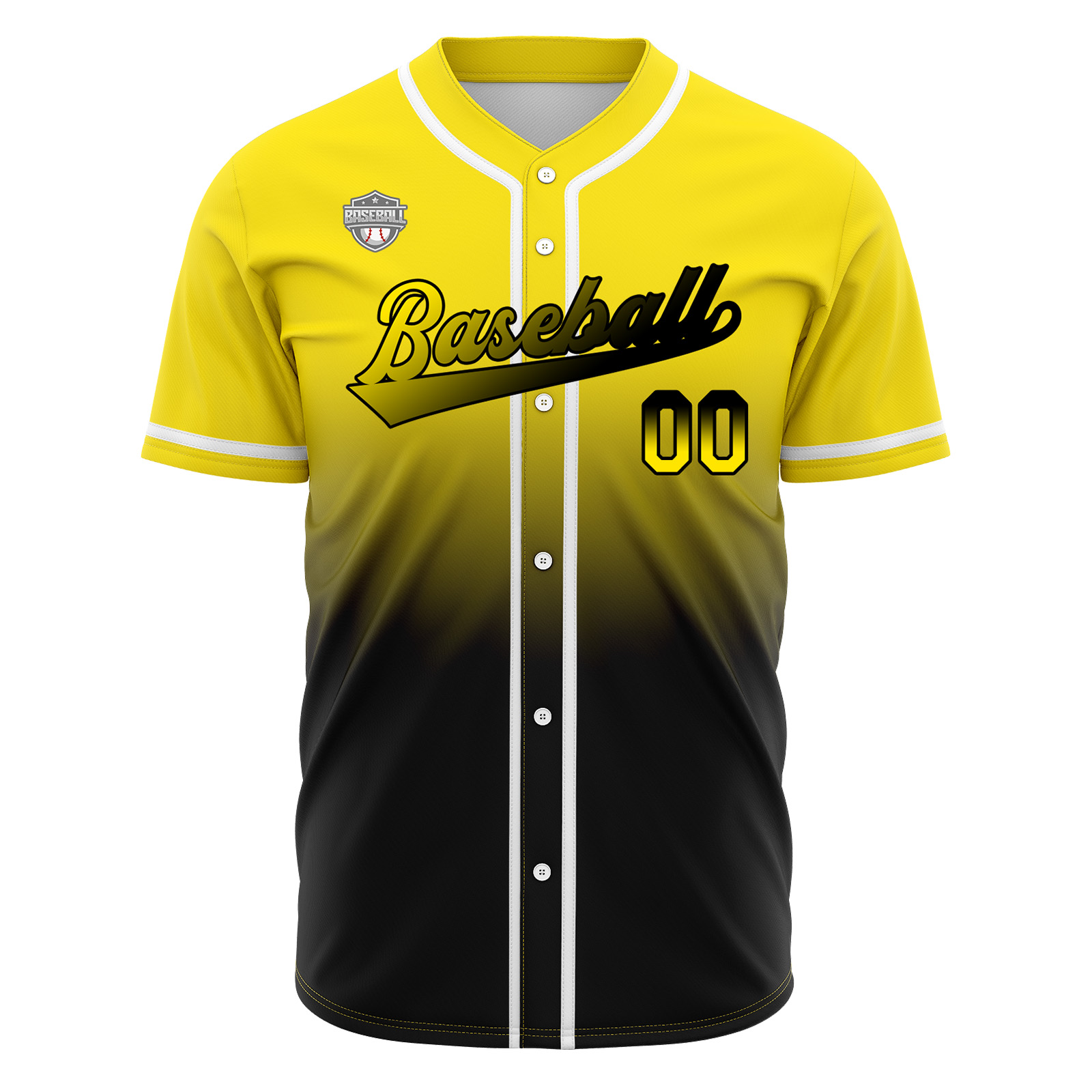 Custom Yellow&Black Gradient Baseball Jerseys Personalized Name Number Logo