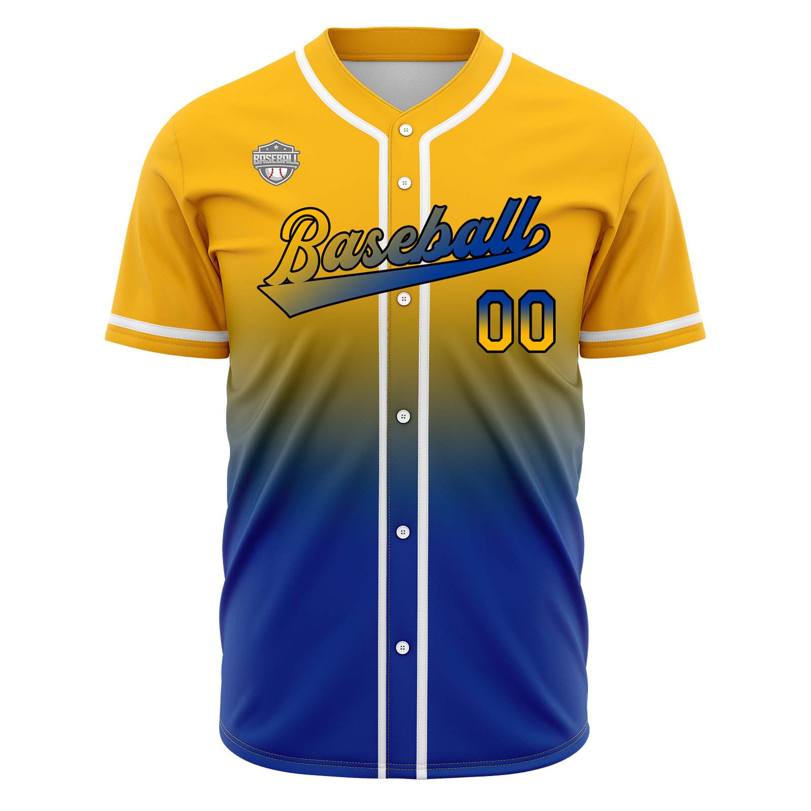 Custom Yellow&Blue Gradient Baseball Jerseys Personalized Name Number Logo