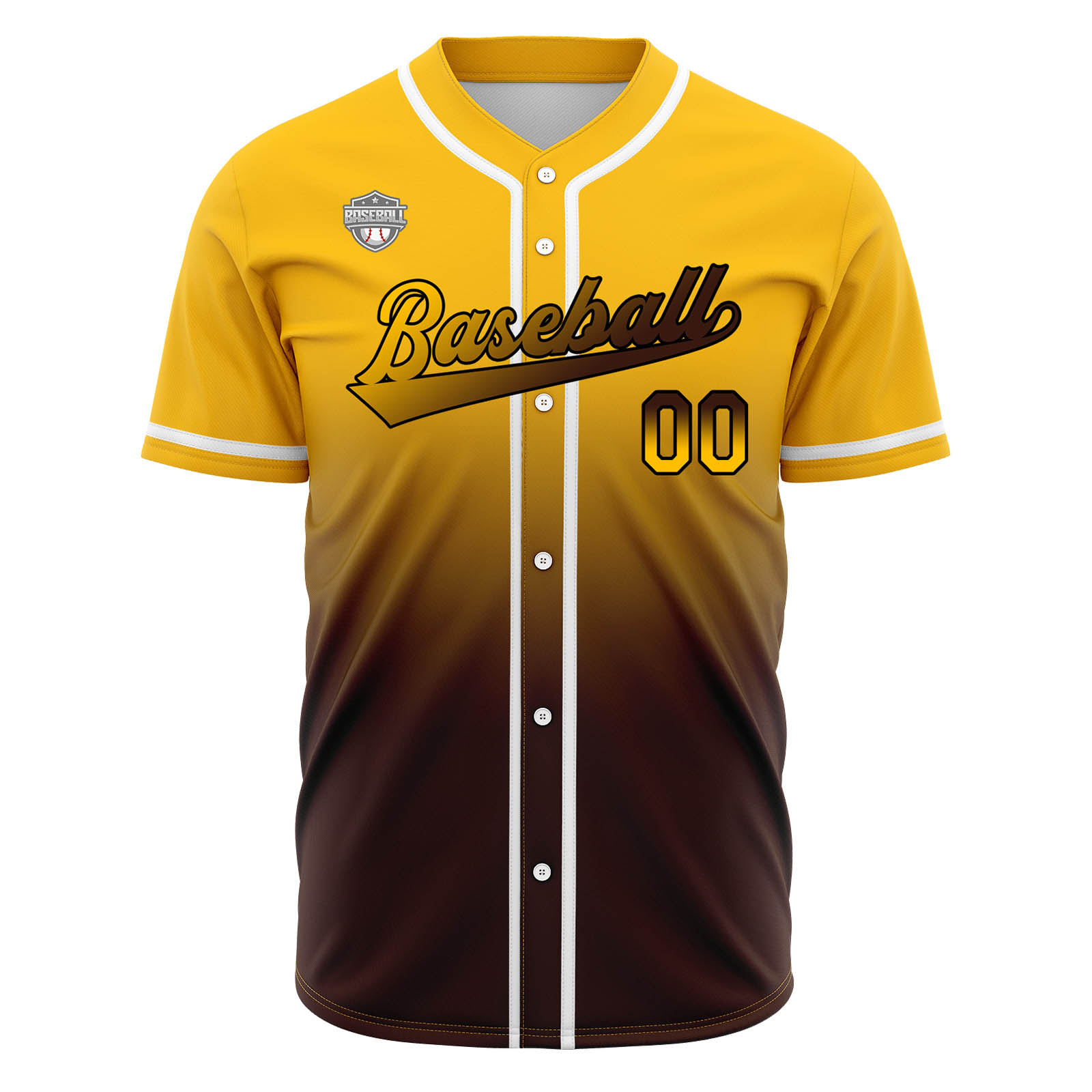 Custom Yellow&Brown Gradient Baseball Jerseys Personalized Name Number Logo