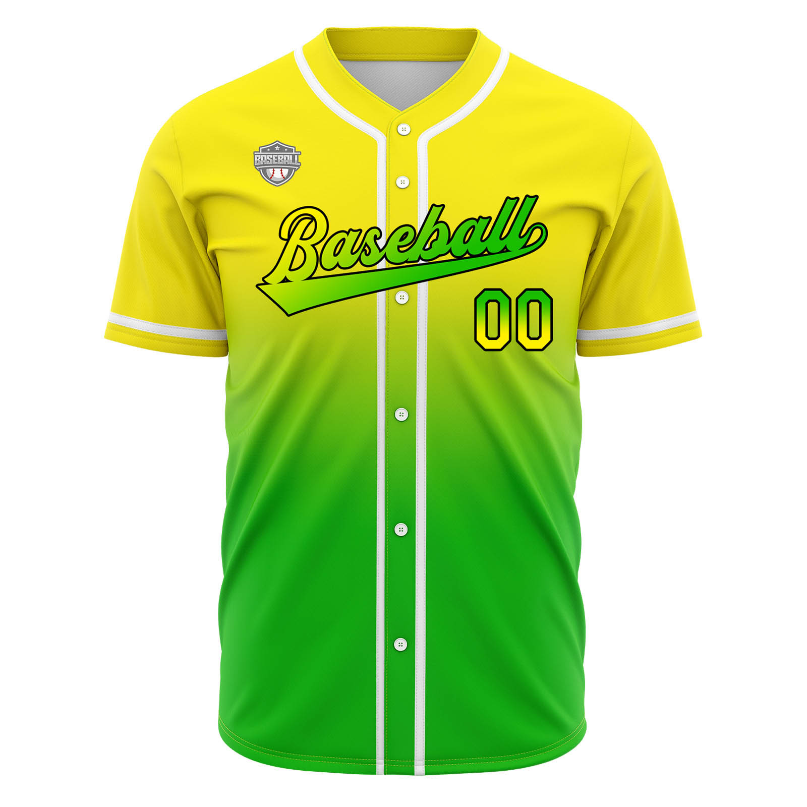 Custom Yellow&Green Gradient Baseball Jerseys Personalized Name Number Logo