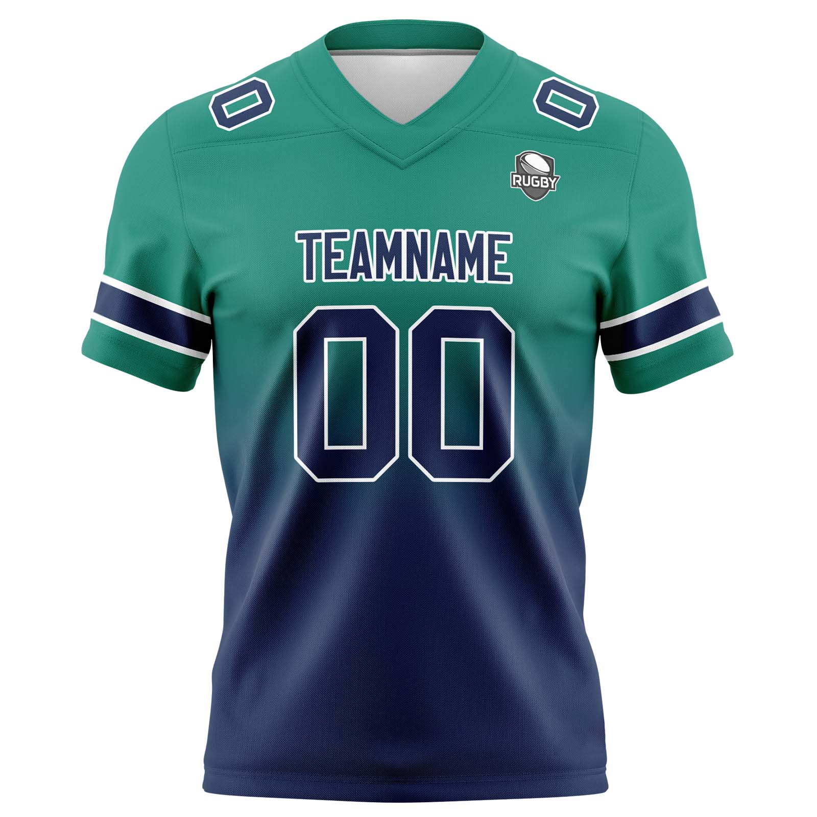 Custom Green&Navy Gradient Football Jerseys Personalized Name Number Logo