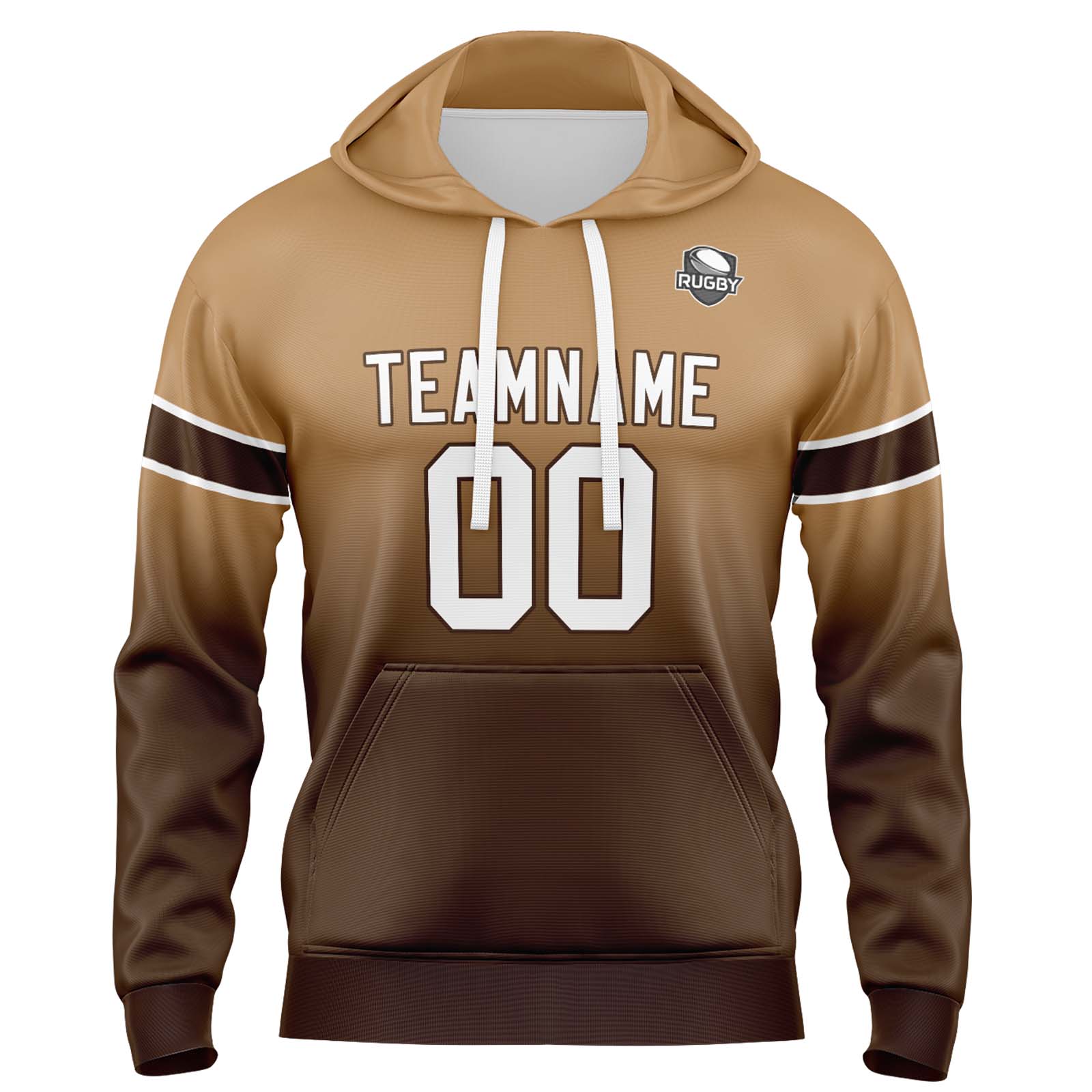 Custom Brown Gradient Hoodie for Women Men and Youths Personalized Pullover Football Sweatshirt