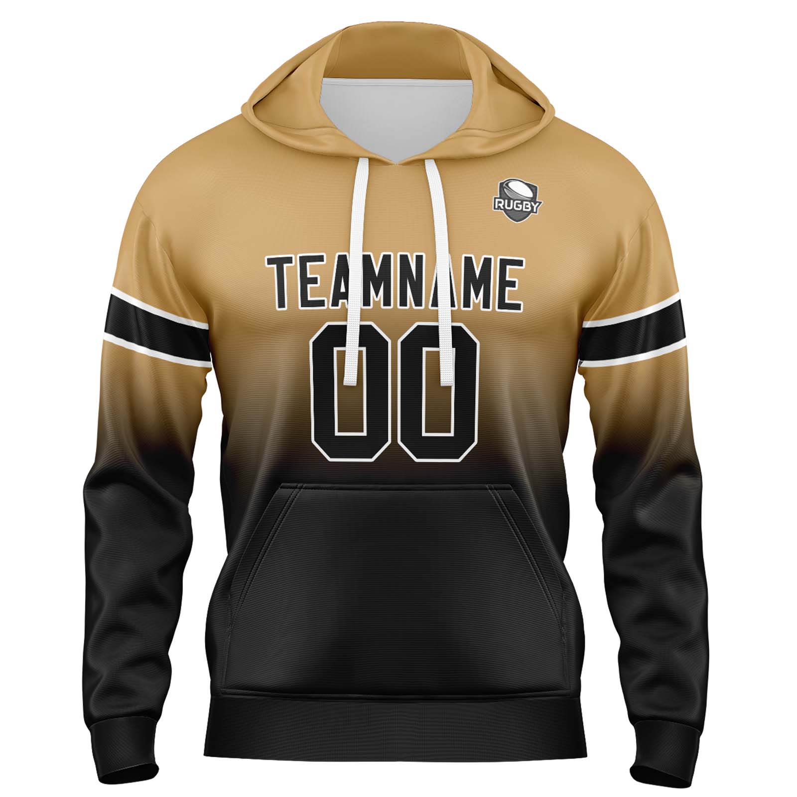 Custom Gold Black Gradient Hoodie for Women Men and Youths Personalized Pullover Football Sweatshirt