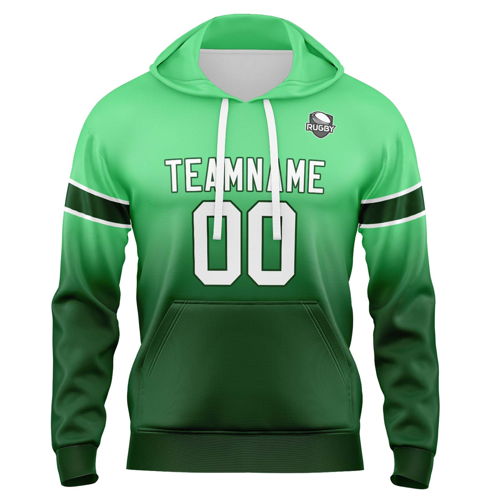 Custom Green Gradient Hoodie for Women Men and Youths Personalized Pullover Football Sweatshirt