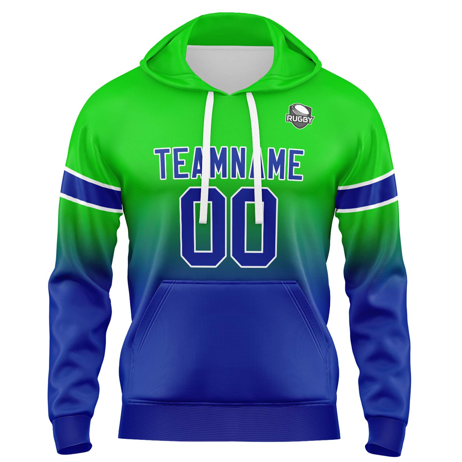 Custom Green Blue Gradient Hoodie for Women Men and Youths Personalized Pullover Football Sweatshirt