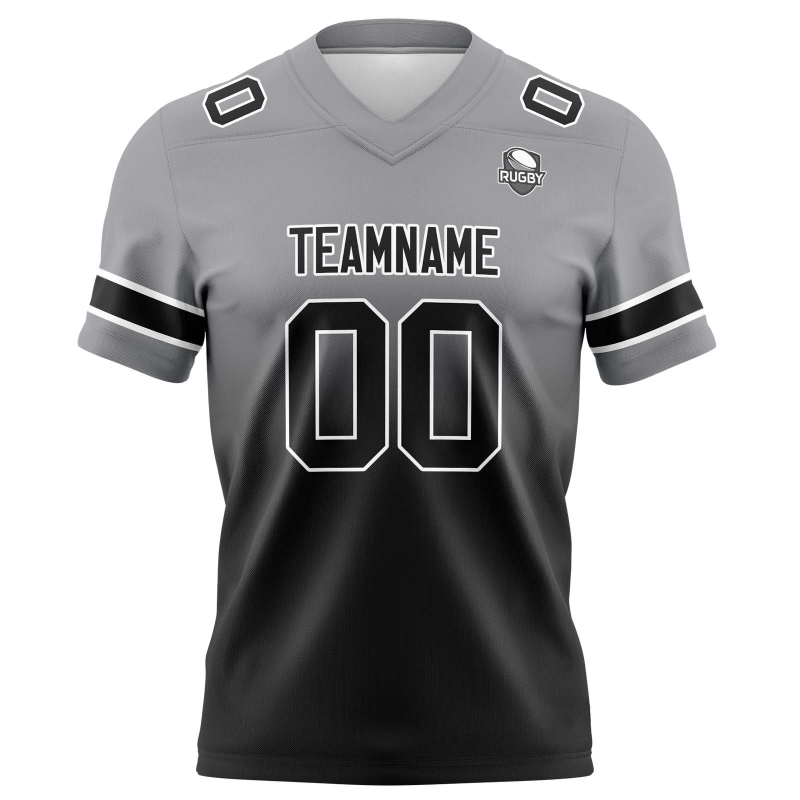 Custom Grey&Black Gradient Football Jerseys Personalized Name Number Logo