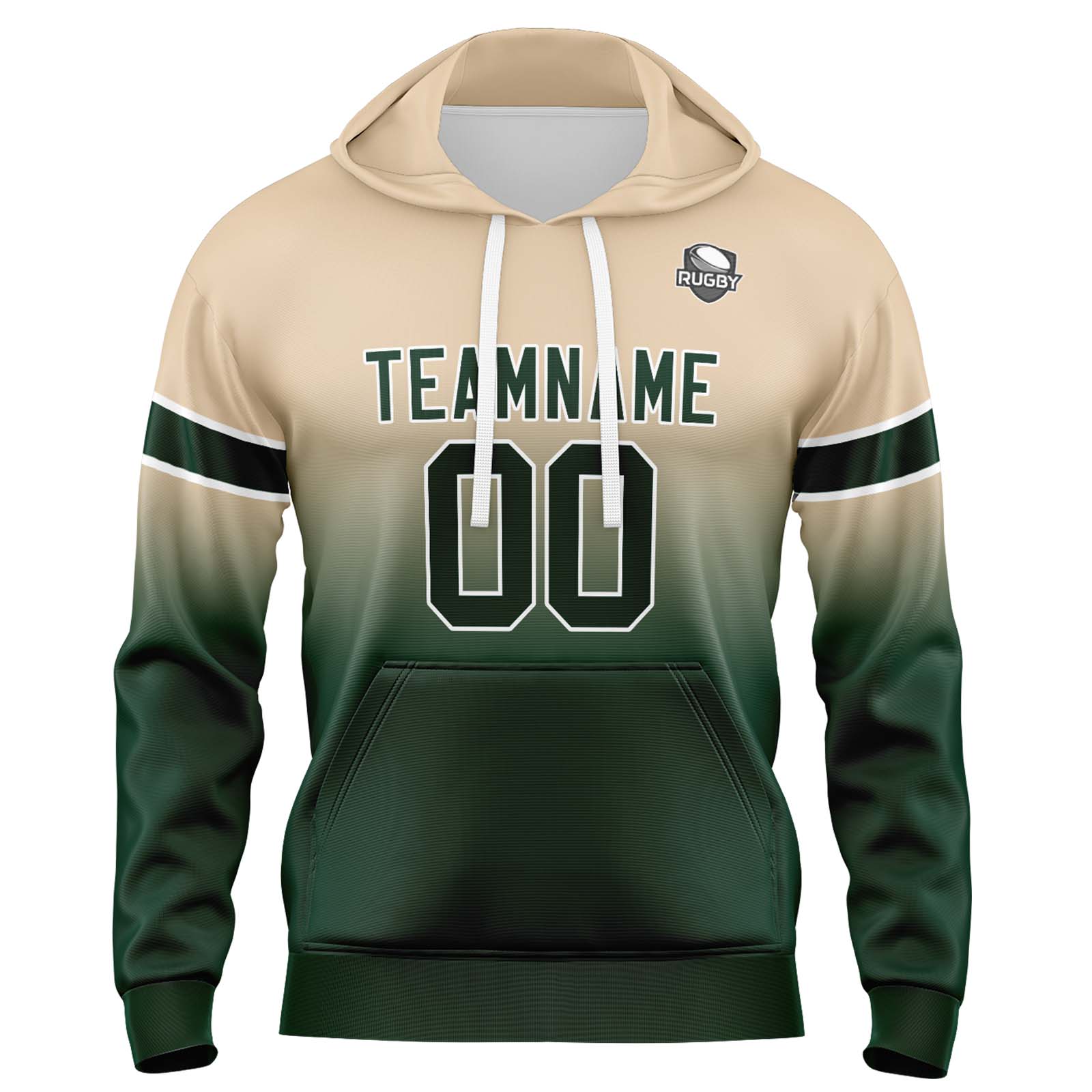 Custom Khaki Dark Green Gradient Hoodie for Women Men and Youths Personalized Pullover Football Sweatshirt