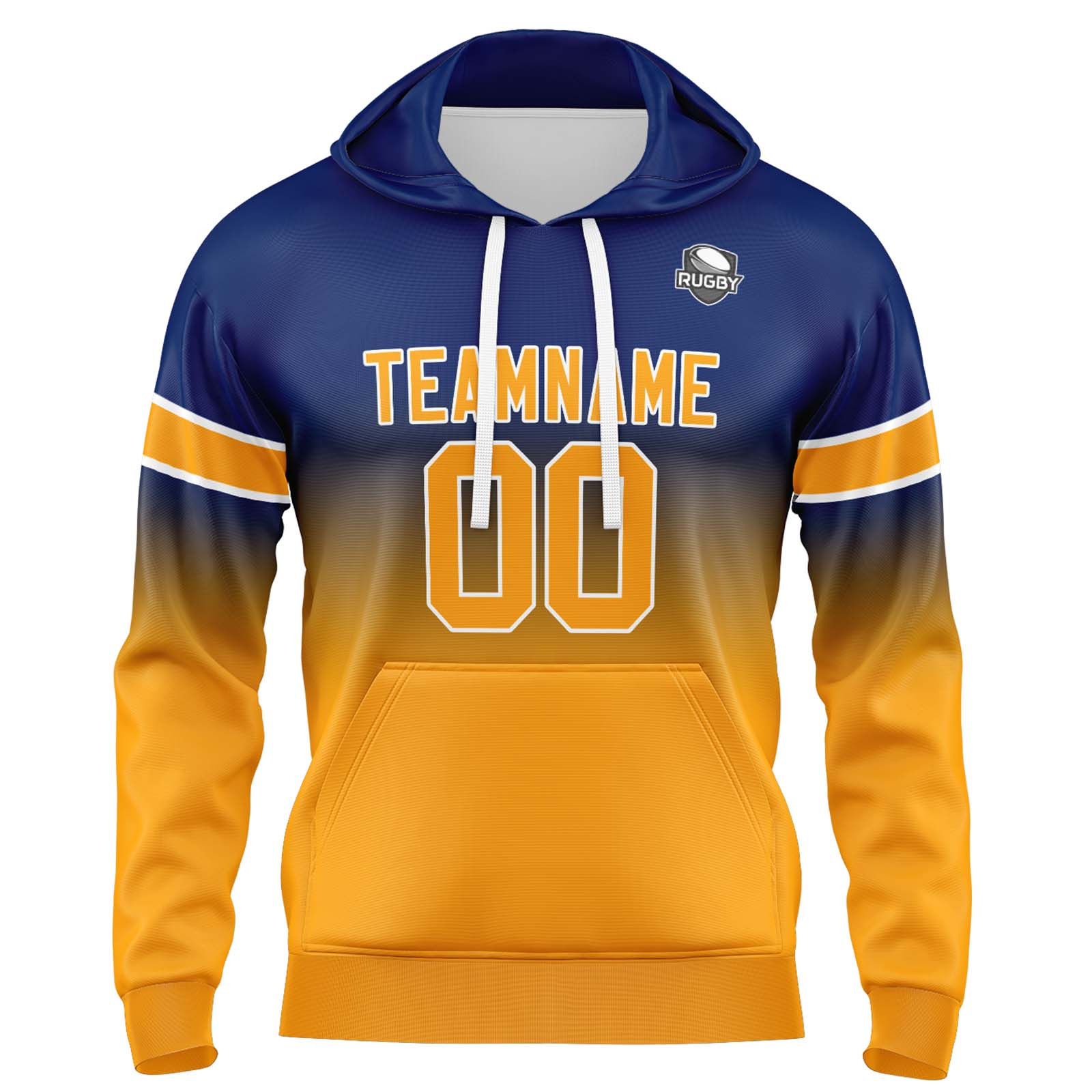 Custom Navy Orange Gradient Hoodie for Women Men and Youths Personalized Pullover Football Sweatshirt