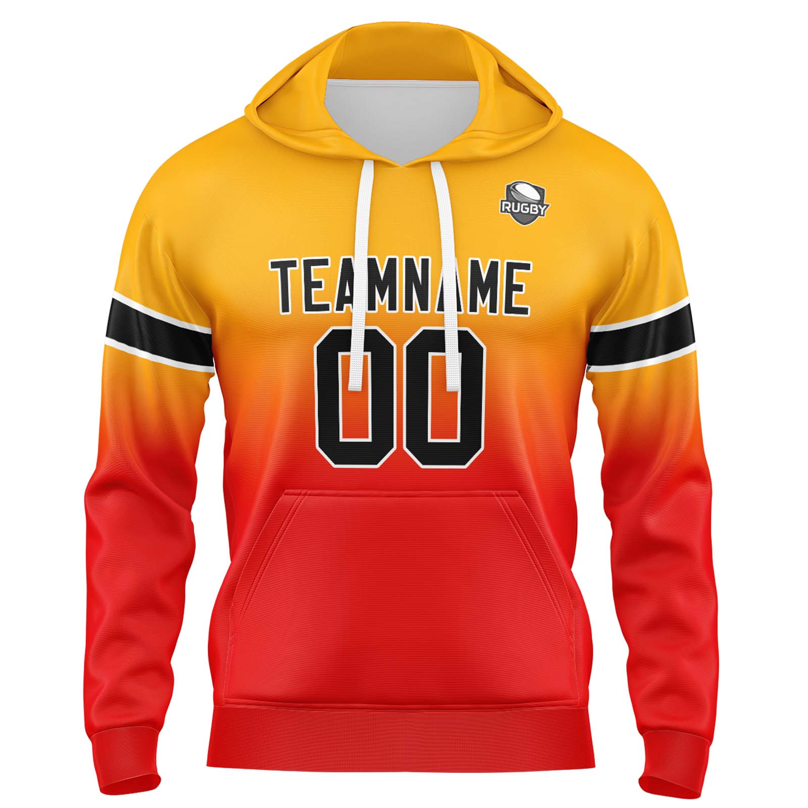 Custom Orange Red Gradient Hoodie for Women Men and Youths Personalized Pullover Football Sweatshirt