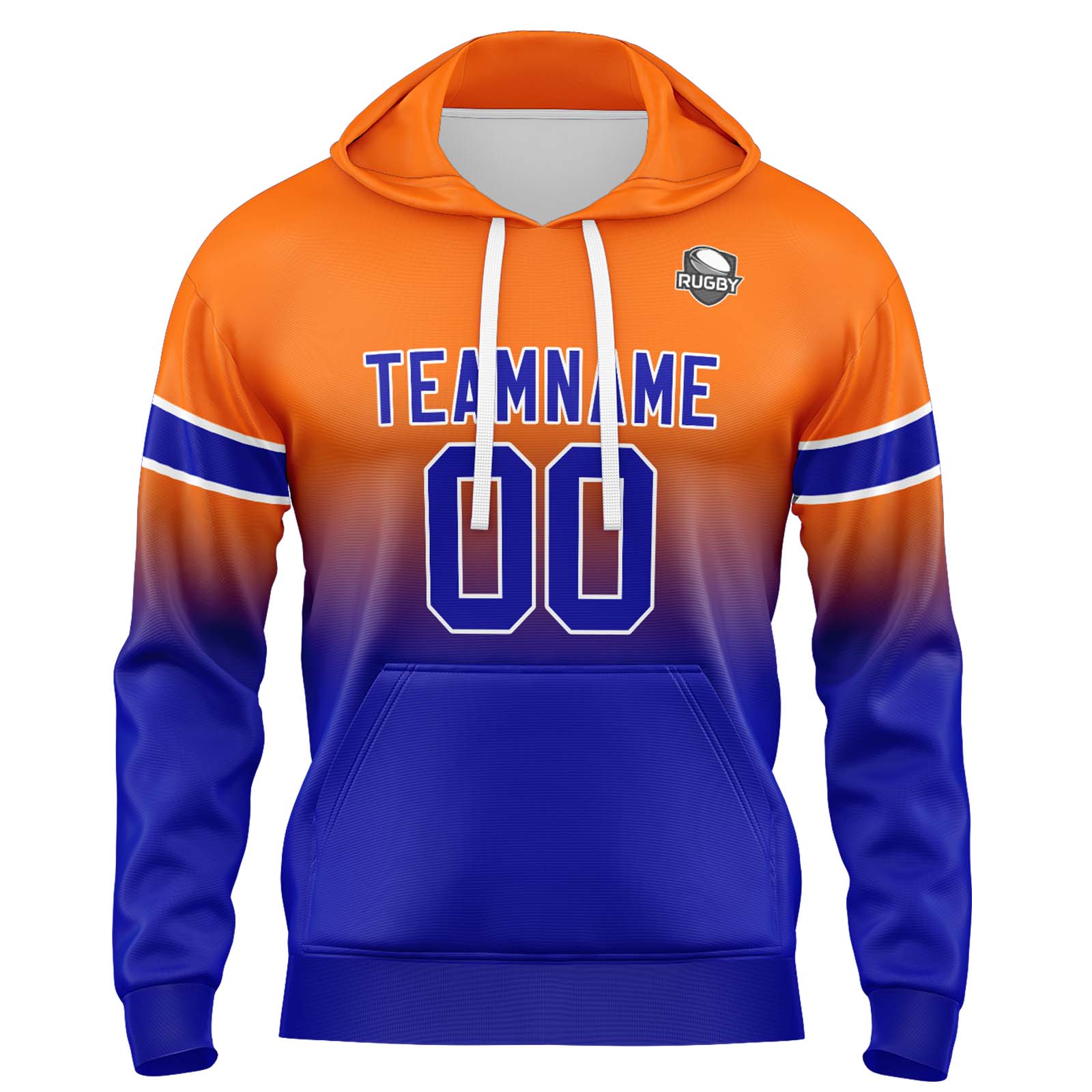 Custom Orange Royal Gradient Hoodie for Women Men and Youths Personalized Pullover Football Sweatshirt
