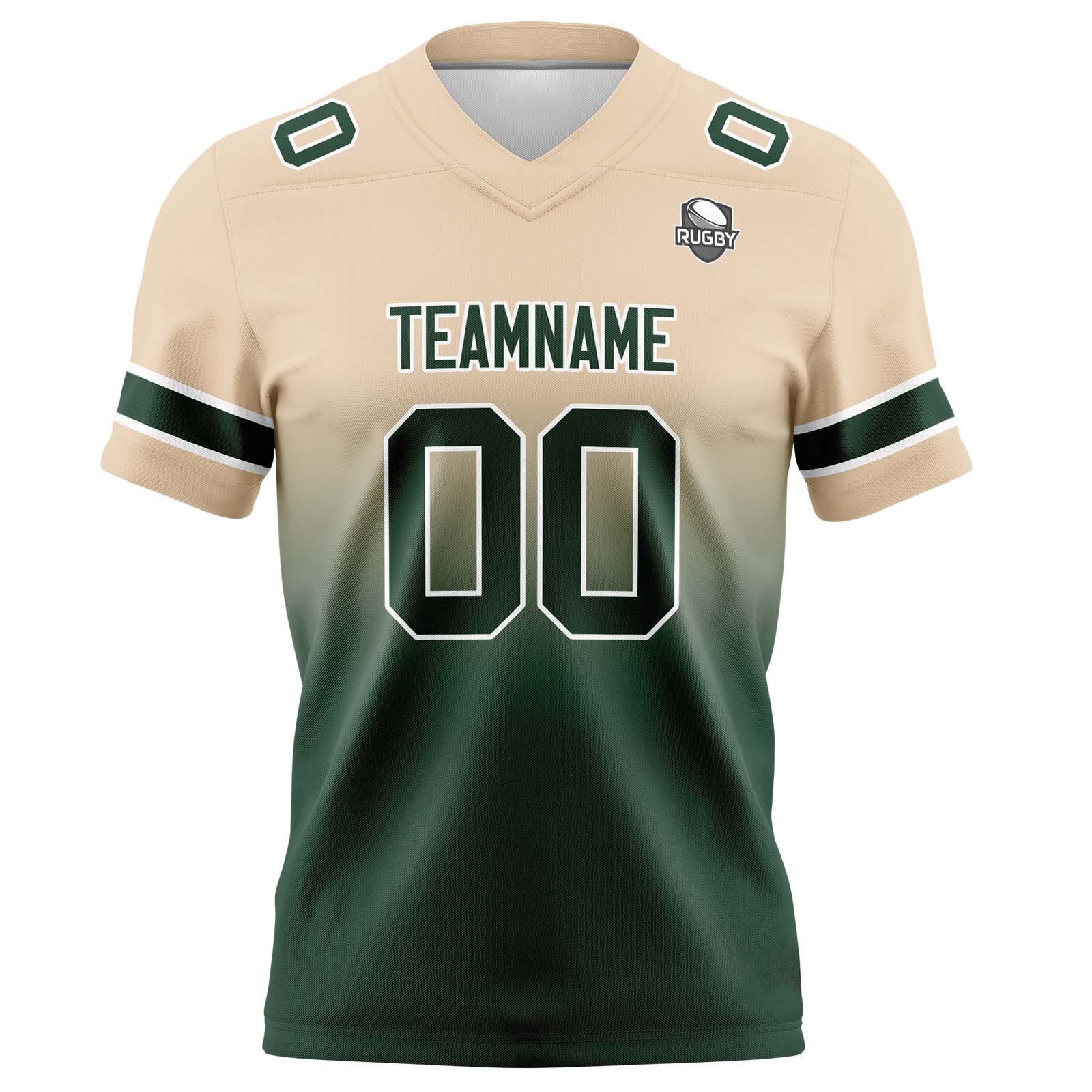 Custom Khaki&Dark Green Gradient Football Jerseys Personalized Name Number Logo