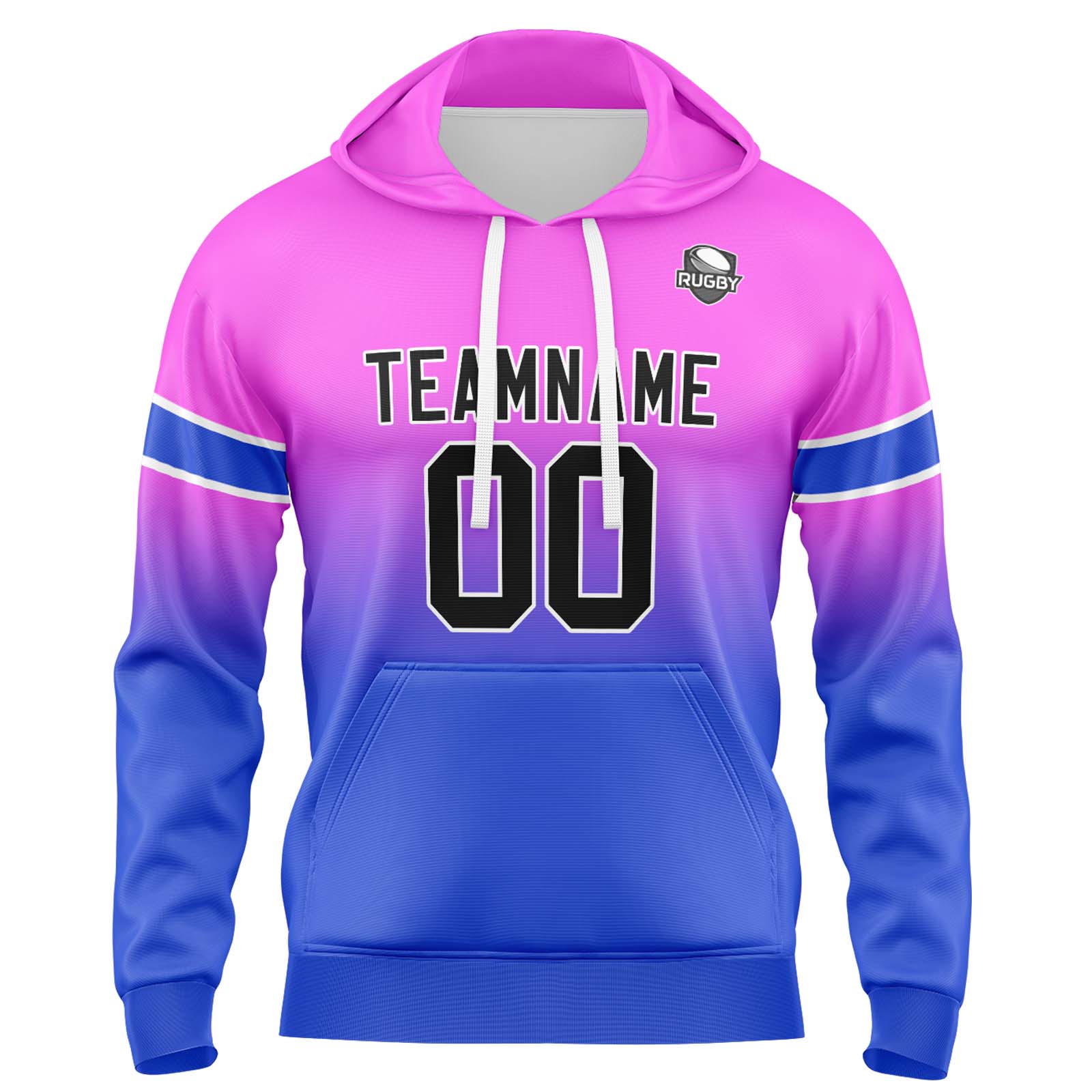 Custom Pink Blue Gradient Hoodie for Women Men and Youths Personalized Pullover Football Sweatshirt