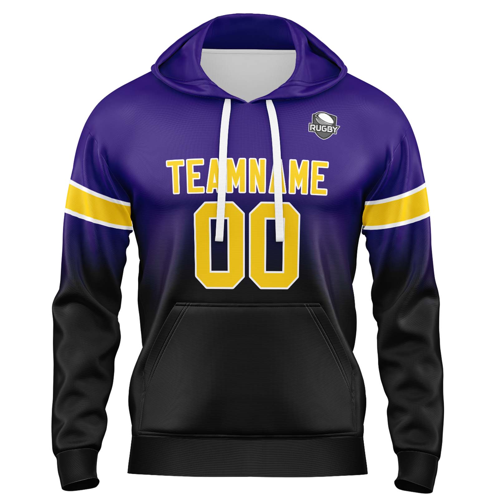 Custom Purple Black Gradient Hoodie for Women Men and Youths Personalized Pullover Football Sweatshirt