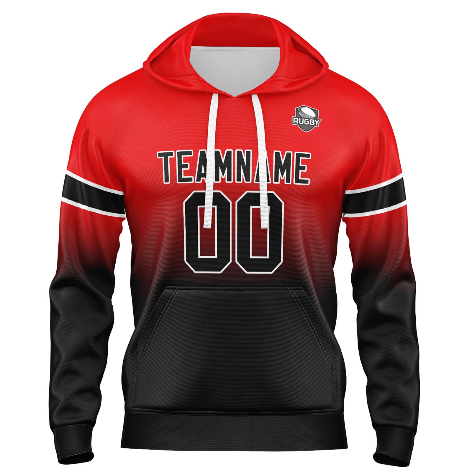 Custom Red Black Gradient Hoodie for Women Men and Youths Personalized Pullover Football Sweatshirt