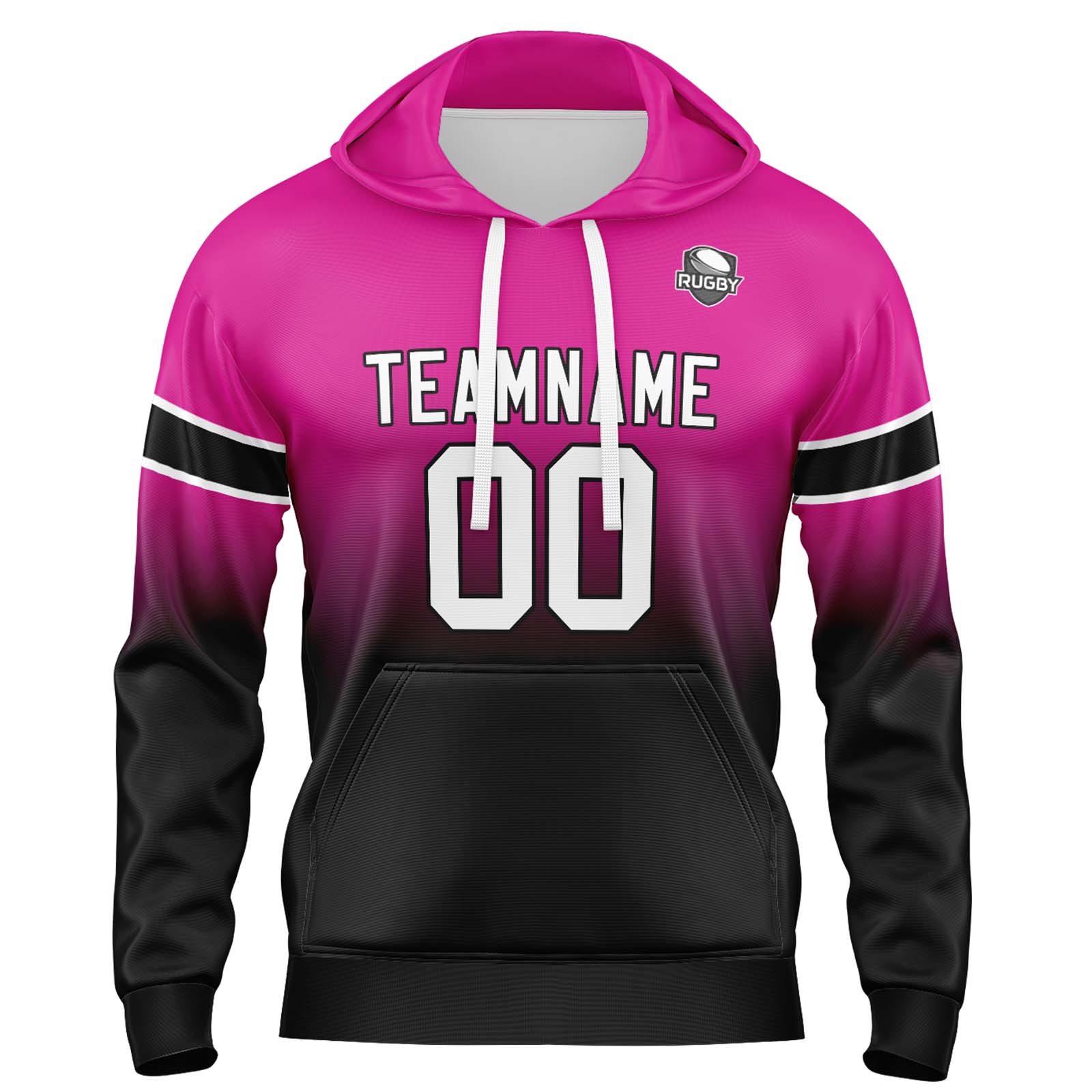 Custom Rose Black Gradient Hoodie for Women Men and Youths Personalized Pullover Football Sweatshirt