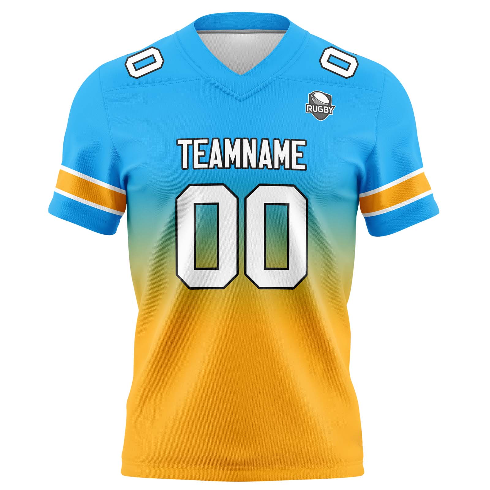 Custom Light Blue&Orange Gradient Football Jerseys Personalized Name Number Logo
