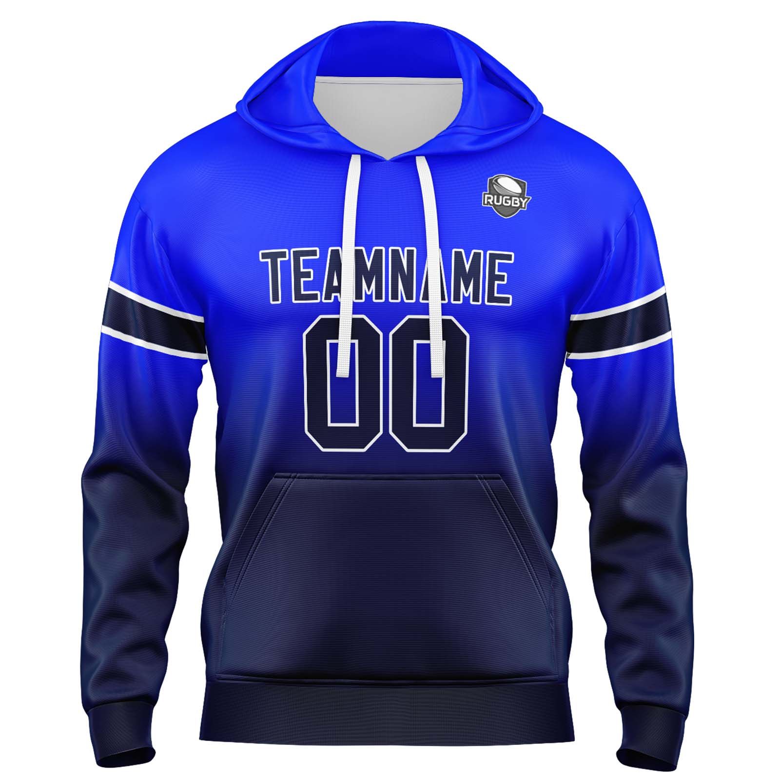 Custom Royal Navy Gradient Hoodie for Women Men and Youths Personalized Pullover Football Sweatshirt