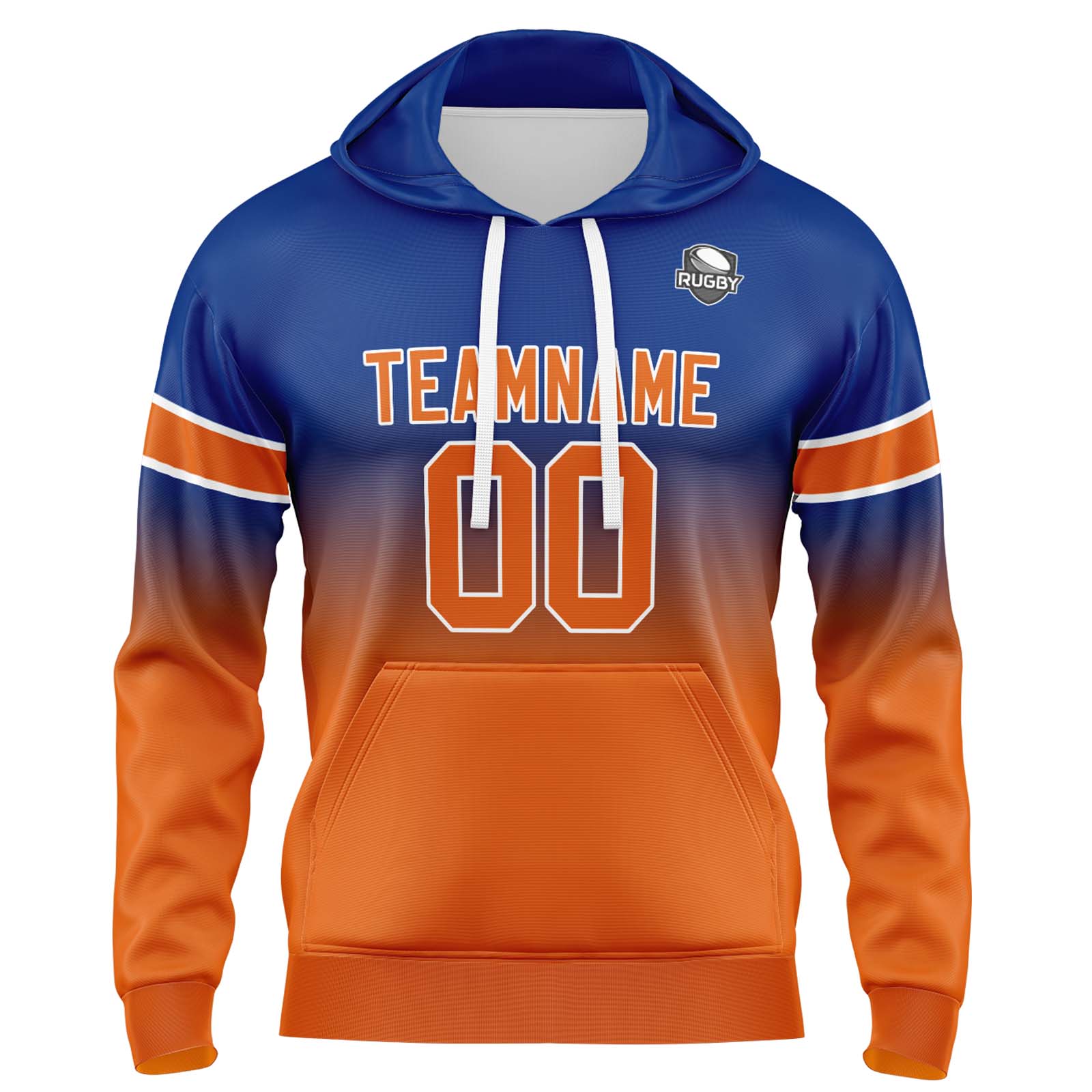 Custom Royal Orange Gradient Hoodie for Women Men and Youths Personalized Pullover Football Sweatshirt