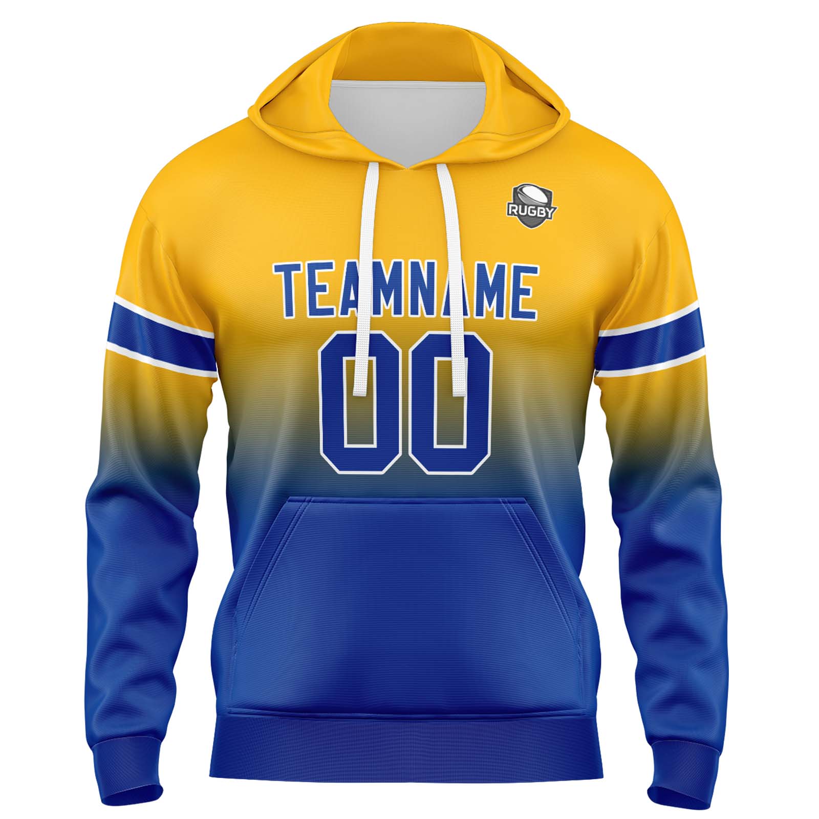 Custom Yellow Blue Gradient Hoodie for Women Men and Youths Personalized Pullover Football Sweatshirt