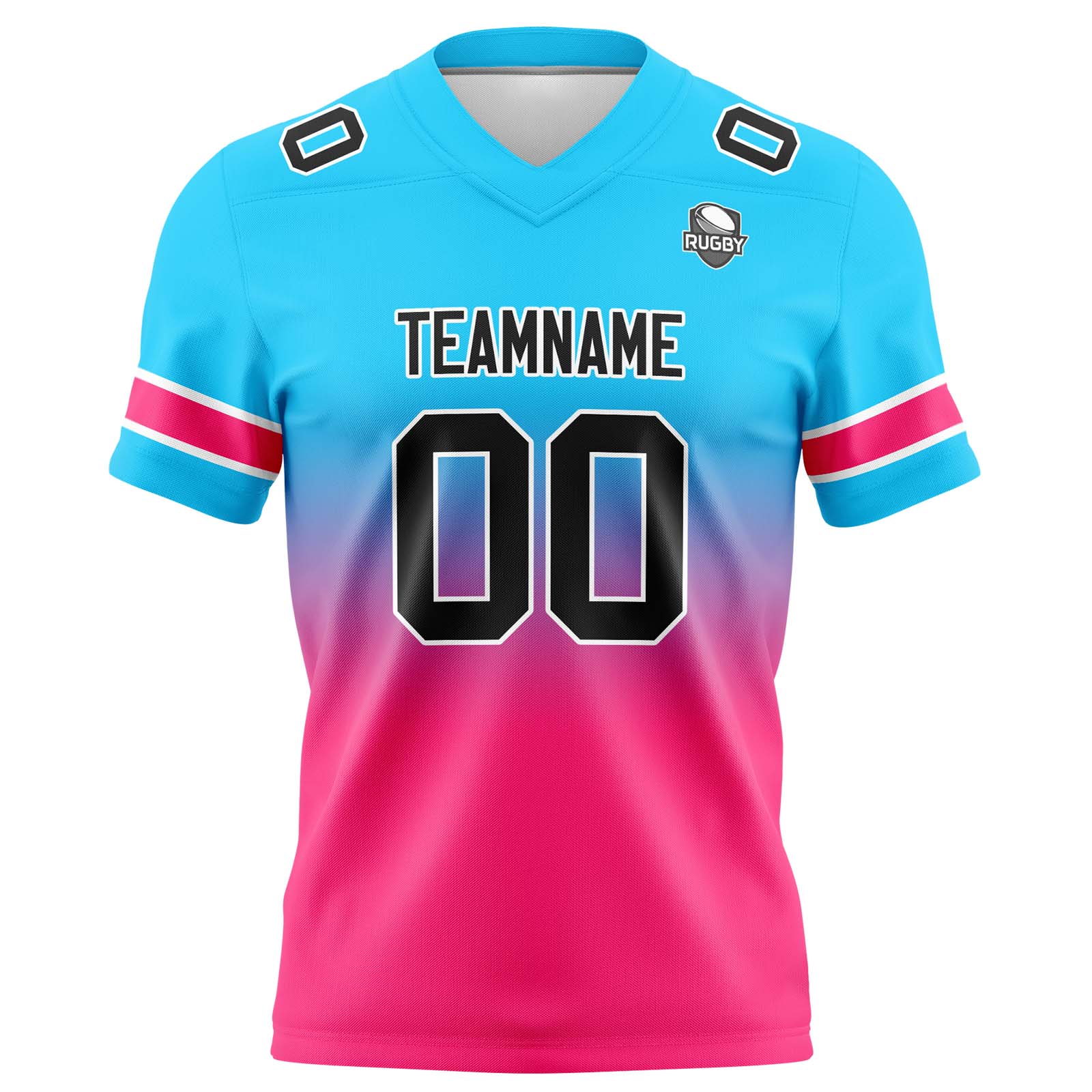 Custom Light Blue&Pink Gradient Football Jerseys Personalized Name Number Logo