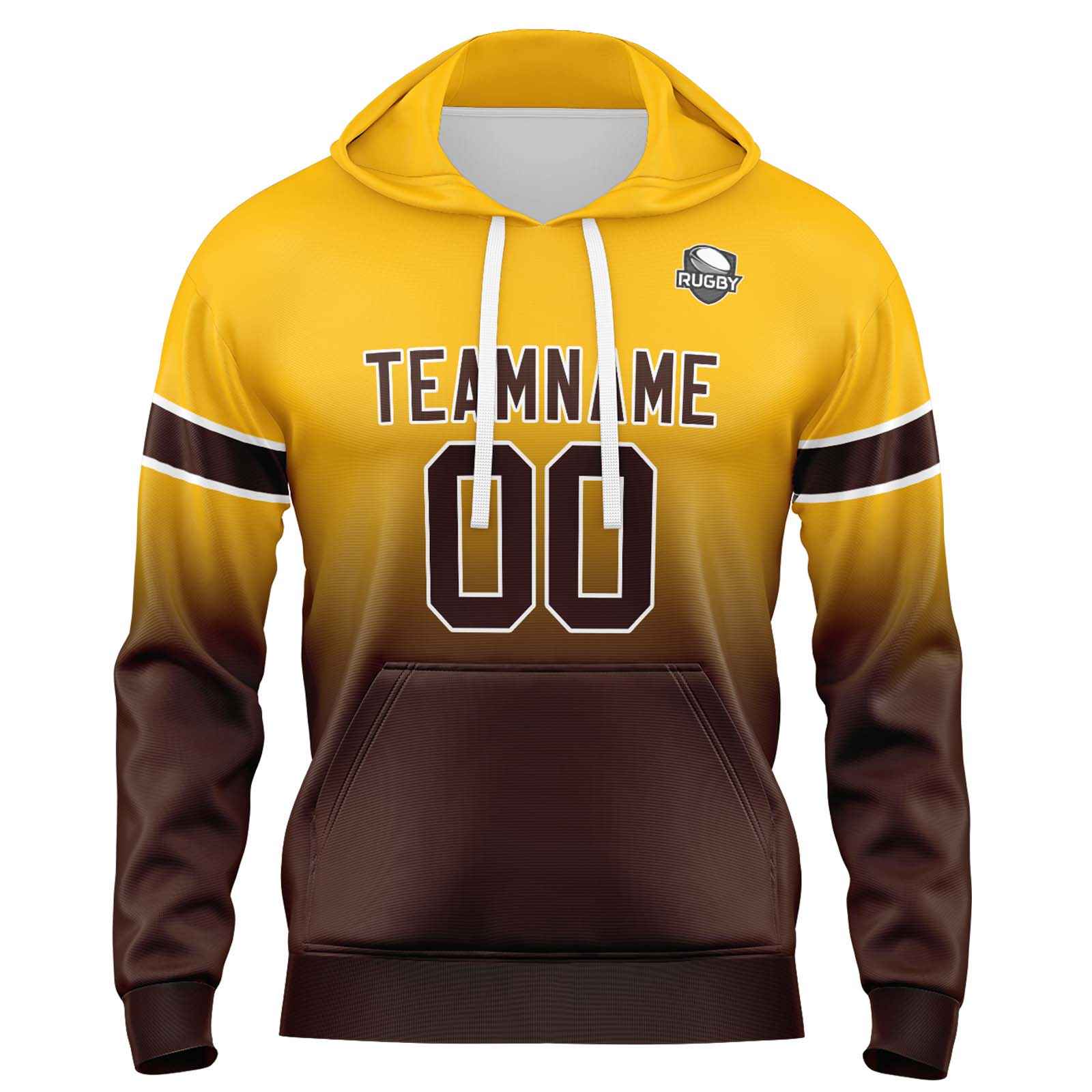 Custom Yellow Brown Gradient Hoodie for Women Men and Youths Personalized Pullover Football Sweatshirt