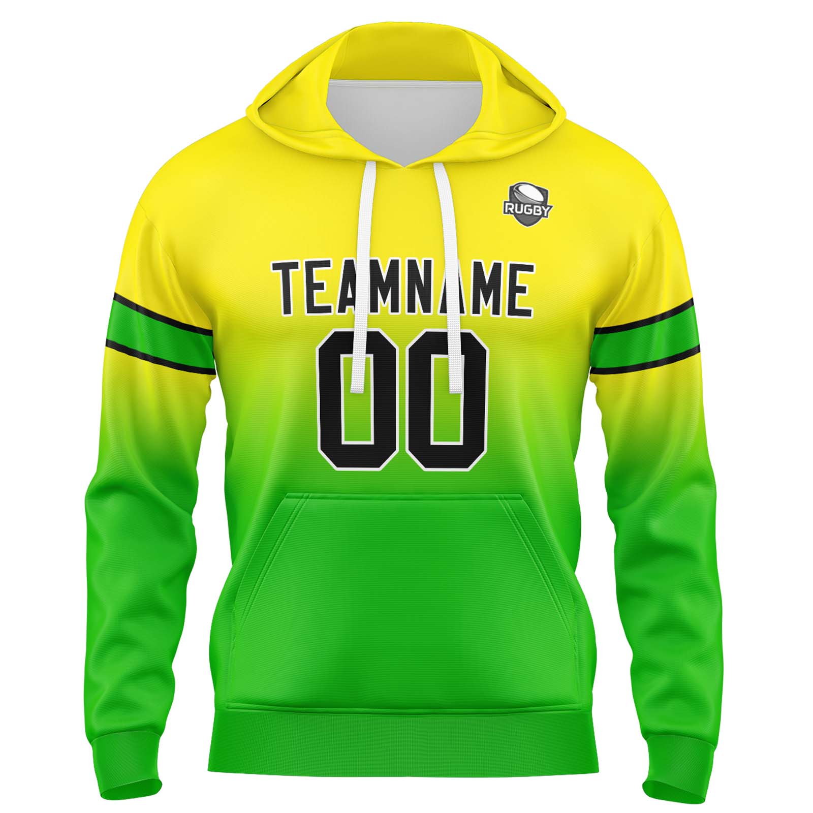 Custom Yellow Green Gradient Hoodie for Women Men and Youths Personalized Pullover Football Sweatshirt