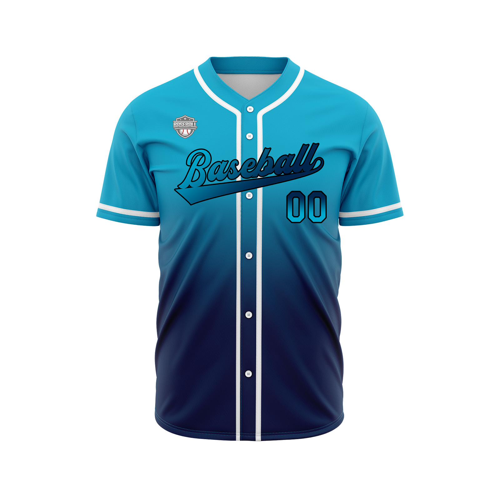 Custom Aqua&Dark Blue Gradient Baseball Jerseys Personalized Name Number Logo
