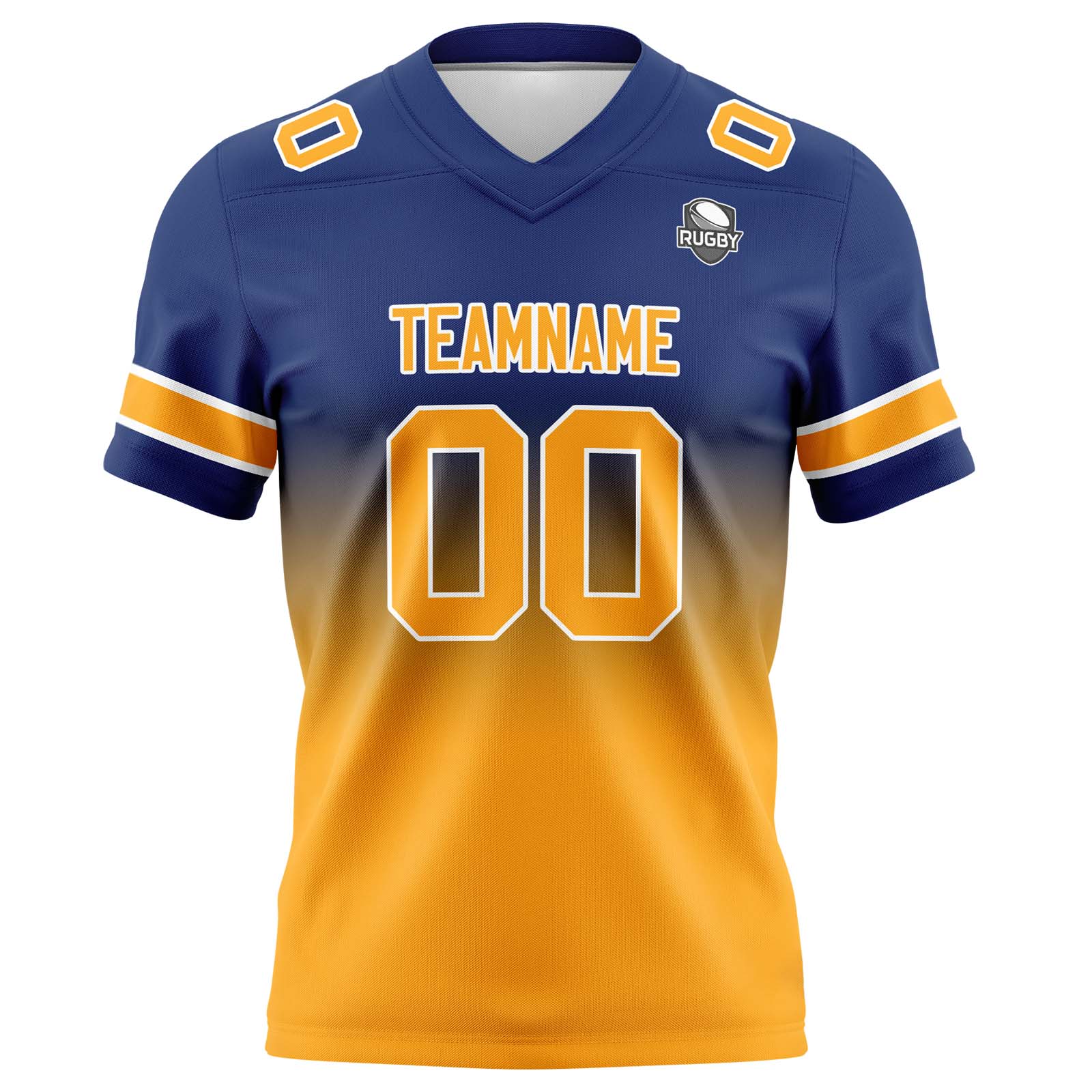 Custom Navy&Orange Gradient Football Jerseys Personalized Name Number Logo