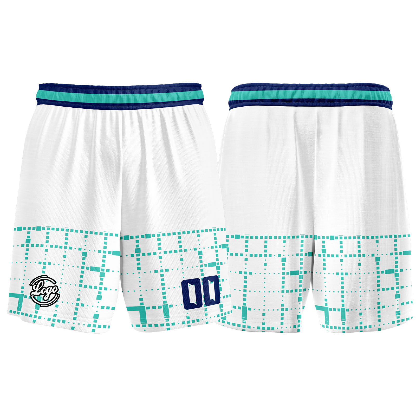 Custom White Teal Navy Basketball Jerseys Personalized Jersey Printed Men Women Team Jerseys Shorts with Name Logo and Number