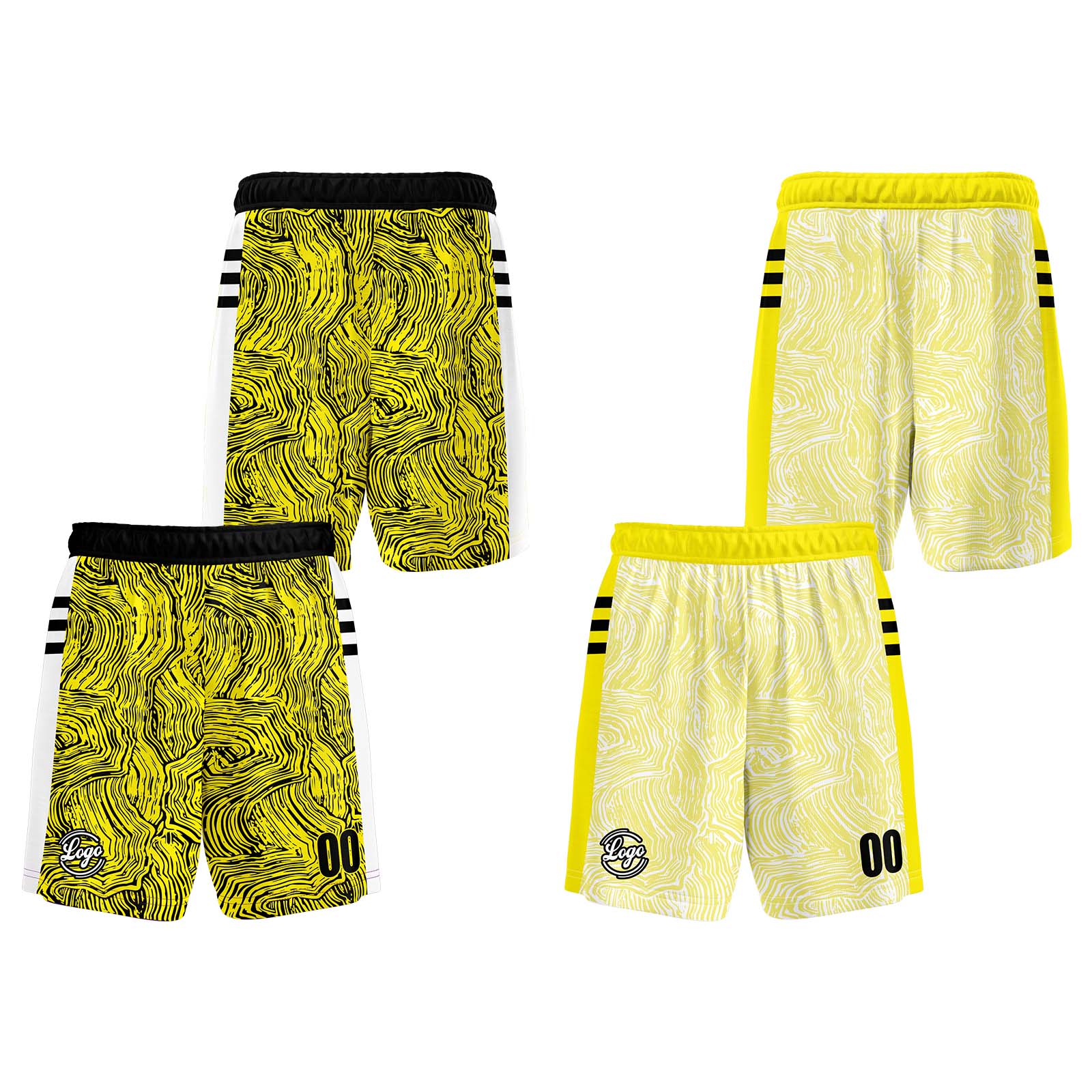 Custom Black Yellow Reversible Basketball Jersey Basketball Uniform Basketball Shirts for Men Personalized Print Name Number