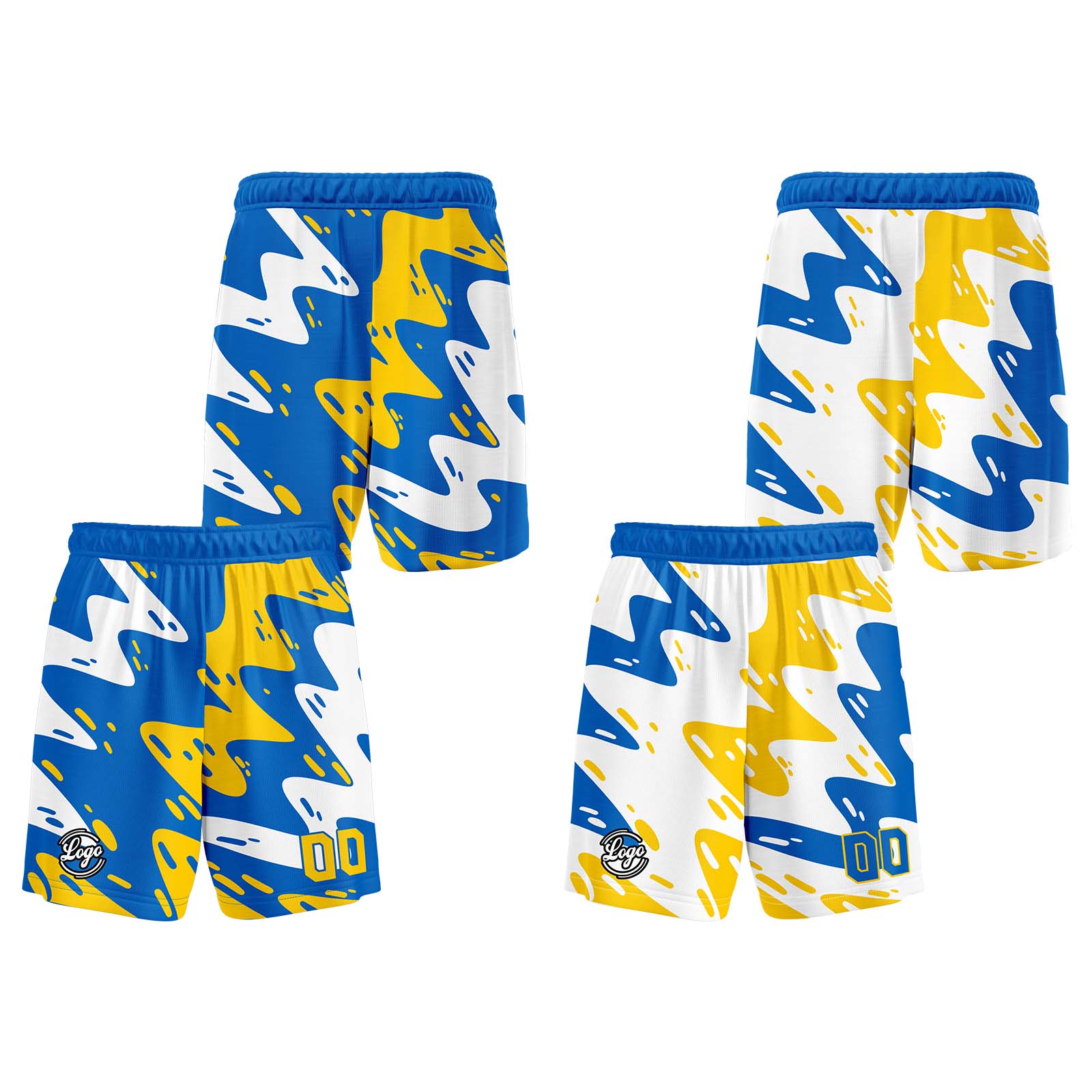 Custom Blue Yellow Reversible Basketball Jersey Basketball Uniform Basketball Shirts for Men Personalized Print Name Number