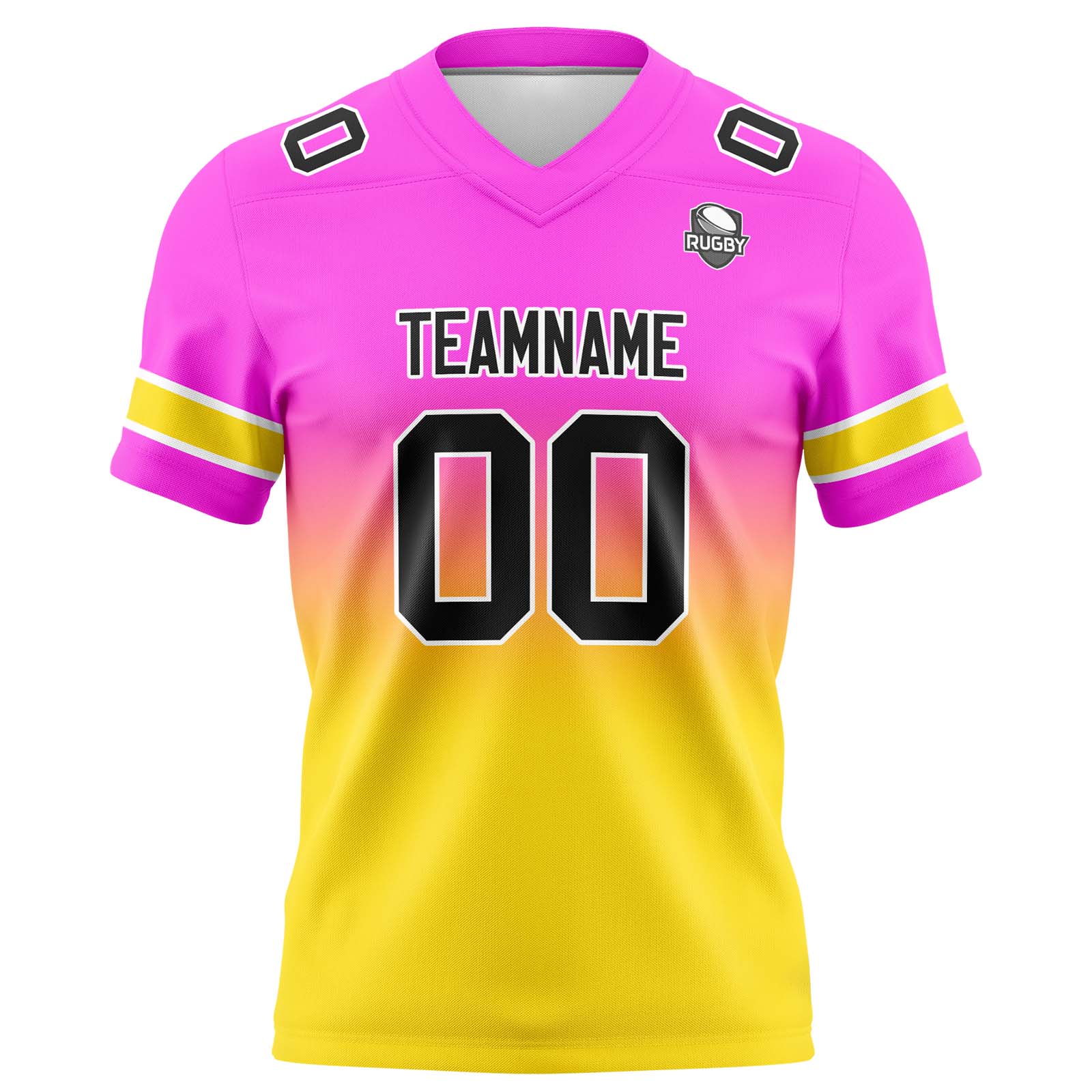 Custom Pink&Yellow Gradient Football Jerseys Personalized Name Number Logo