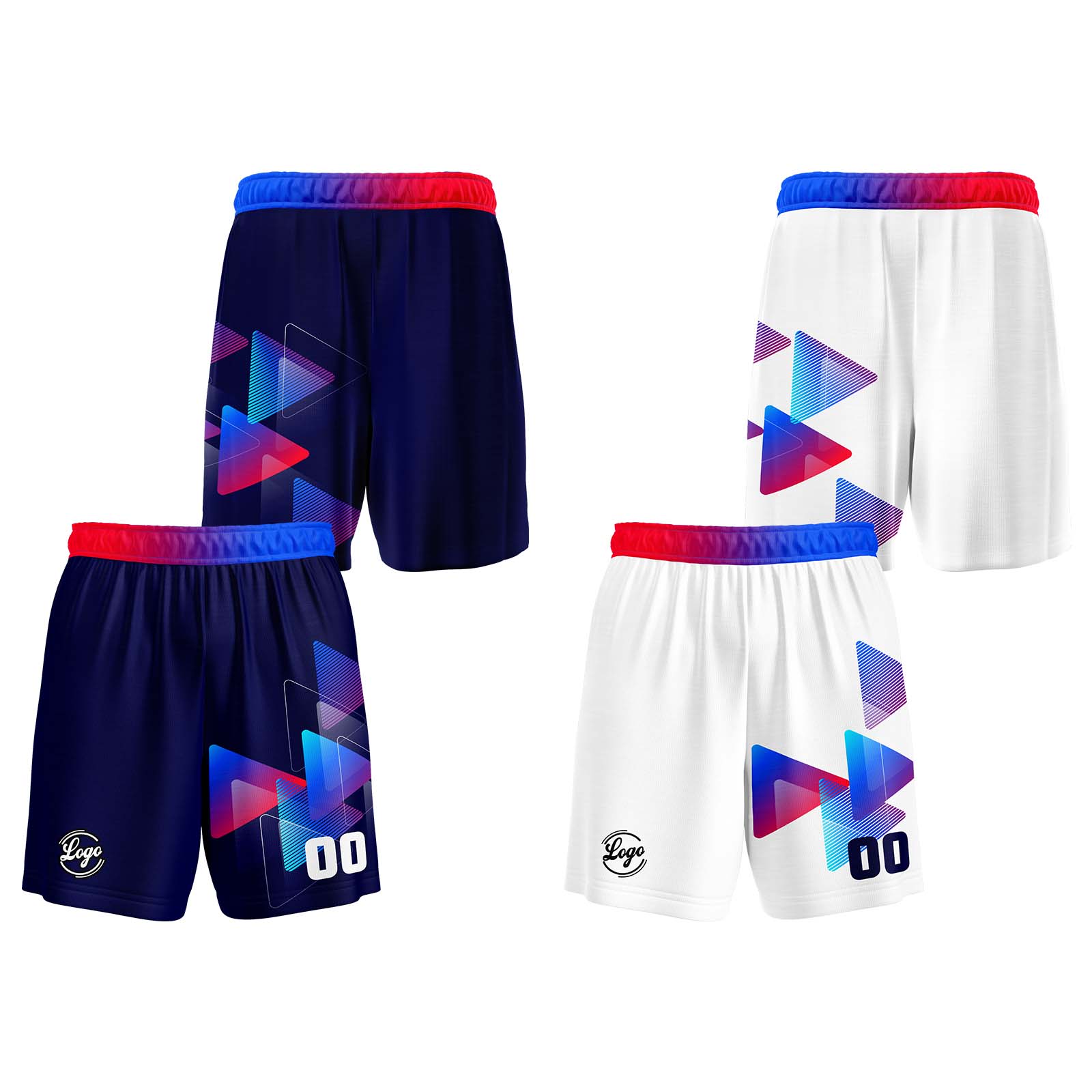 Custom Navy Red Blue Reversible Basketball Jersey Basketball Uniform Basketball Shirts for Men Personalized Print Name Number