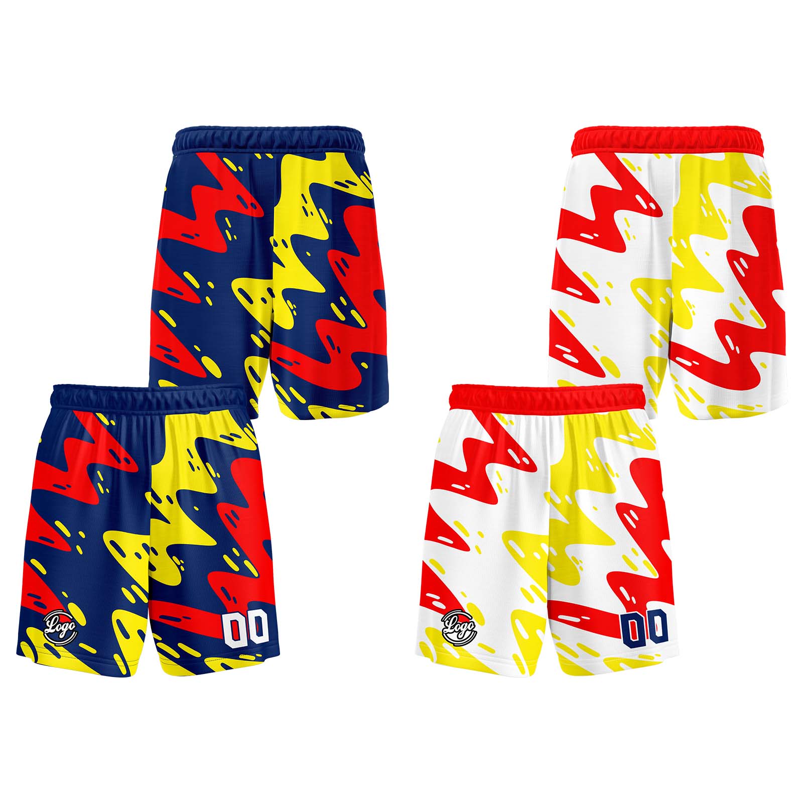 Custom Navy Red Yellow Reversible Basketball Jersey Basketball Uniform Basketball Shirts for Men Personalized Print Name Number