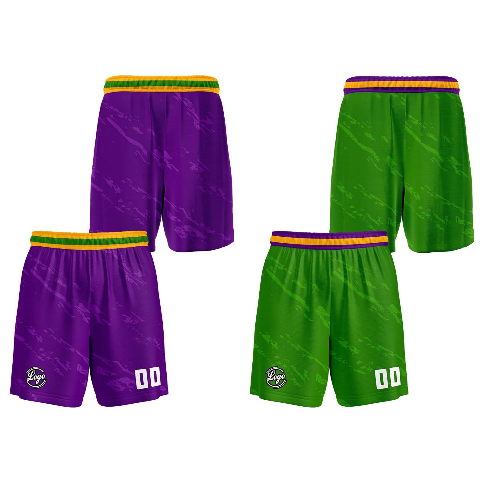 Custom Purple Green Reversible Basketball Jersey Basketball Uniform Basketball Shirts for Men Personalized Print Name Number
