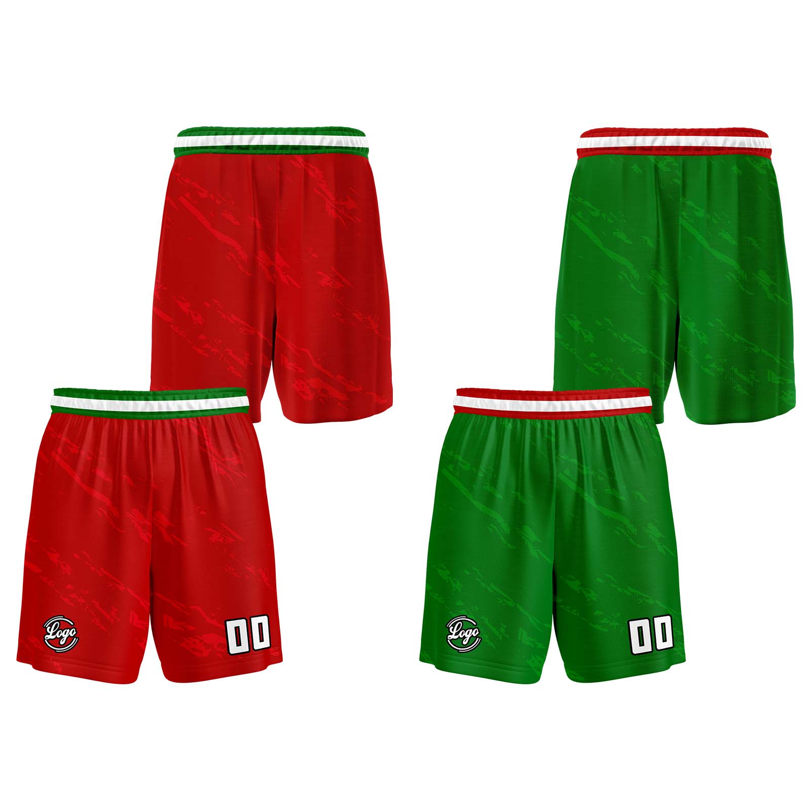 Custom Red Green Reversible Basketball Jersey Basketball Uniform Basketball Shirts for Men Personalized Print Name Number