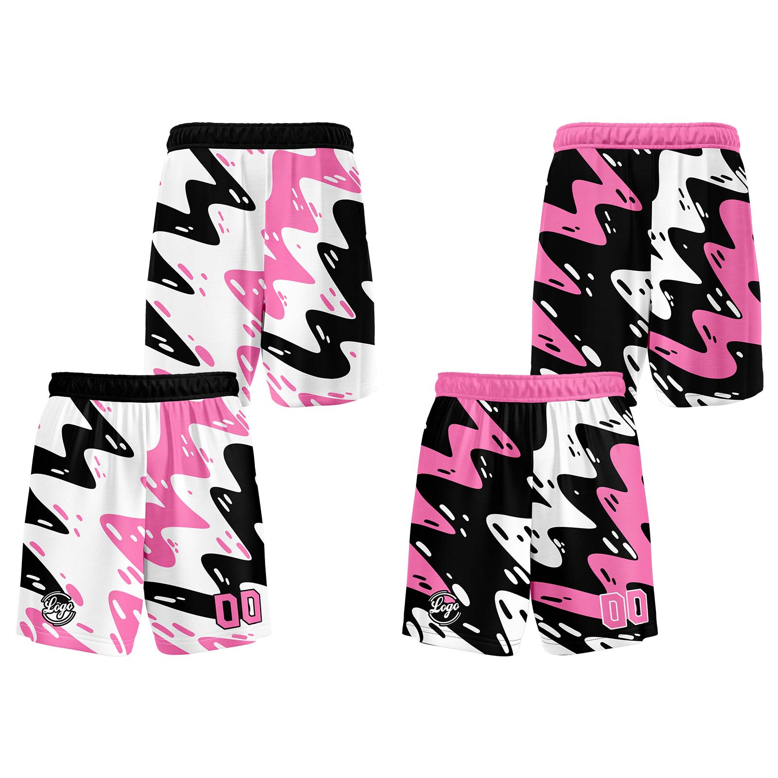 Custom White Black Pink Reversible Basketball Jersey Basketball Uniform Basketball Shirts for Men Personalized Print Name Number